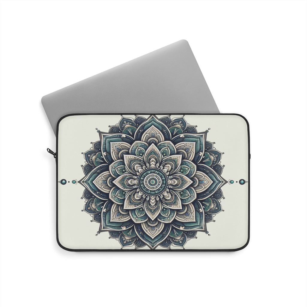 Grey and green Mandala - Laptop Sleeve