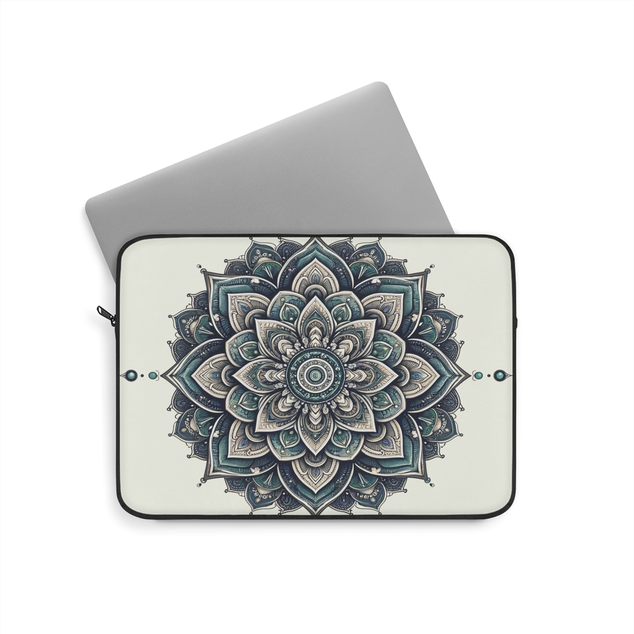 Grey and green Mandala - Laptop Sleeve