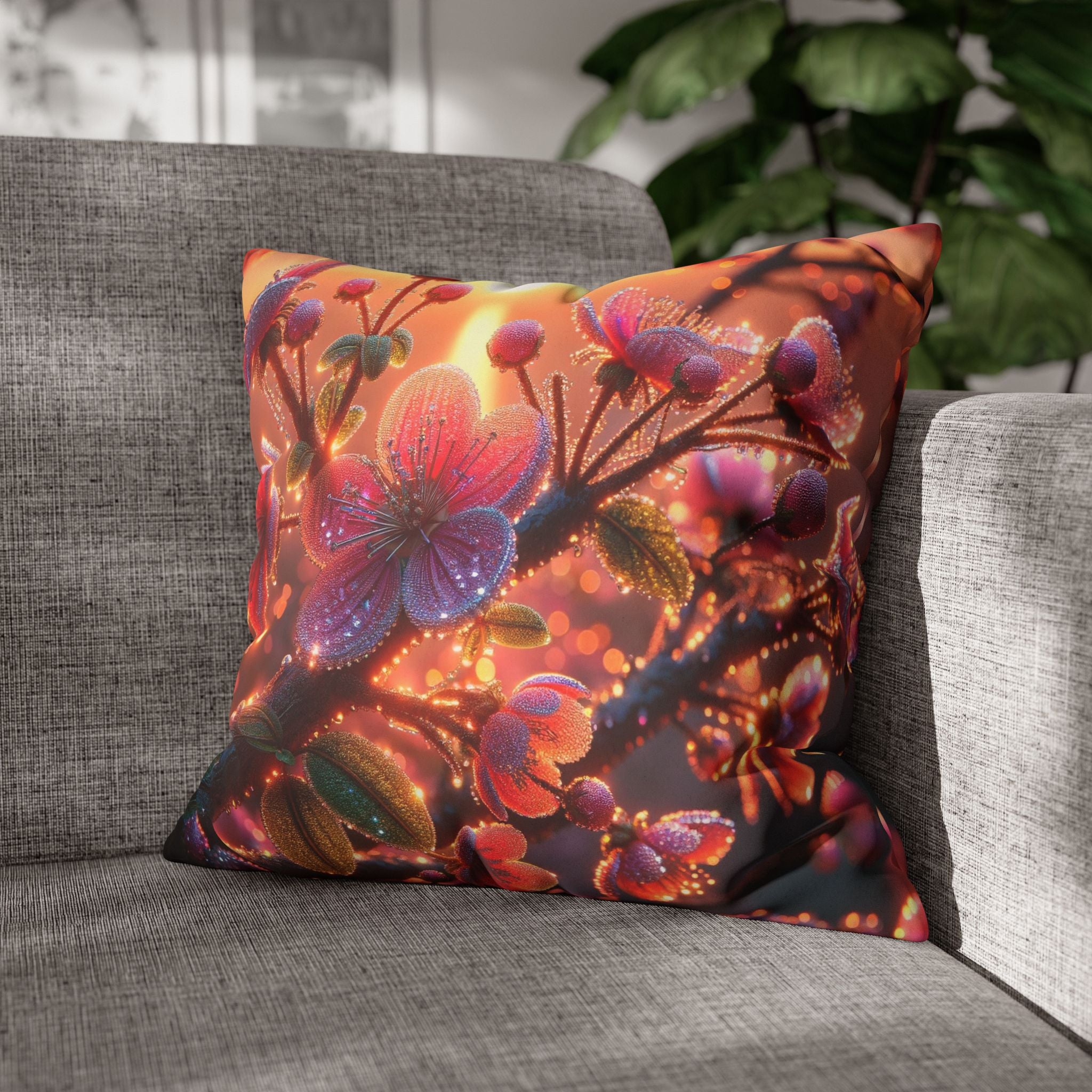 Pink diamond flowers - Suede Square Pillowcase