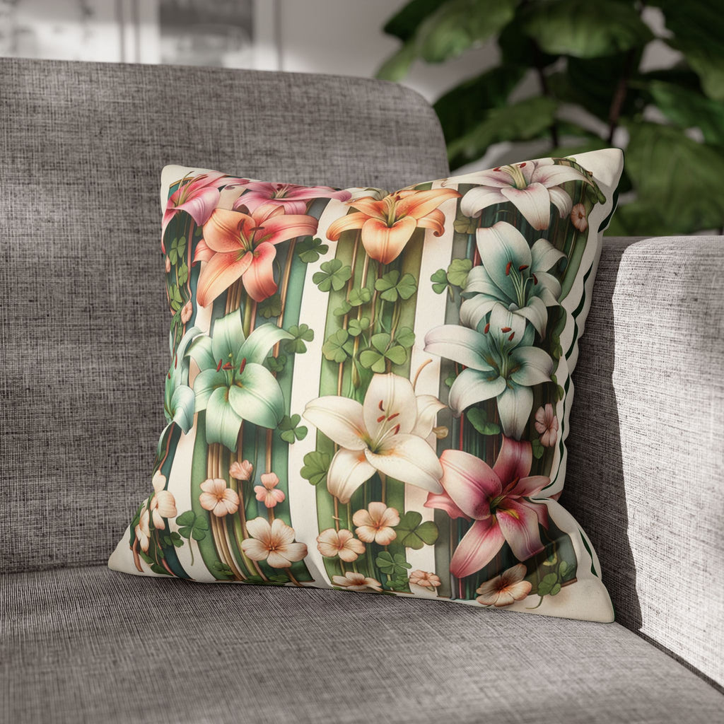 Lilies on a wall - Suede Square Pillowcase