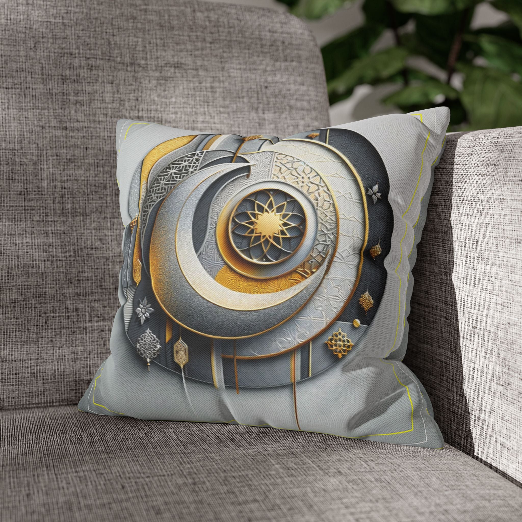 Islamic Art, Light-grey  - Polyester Square Pillowcase