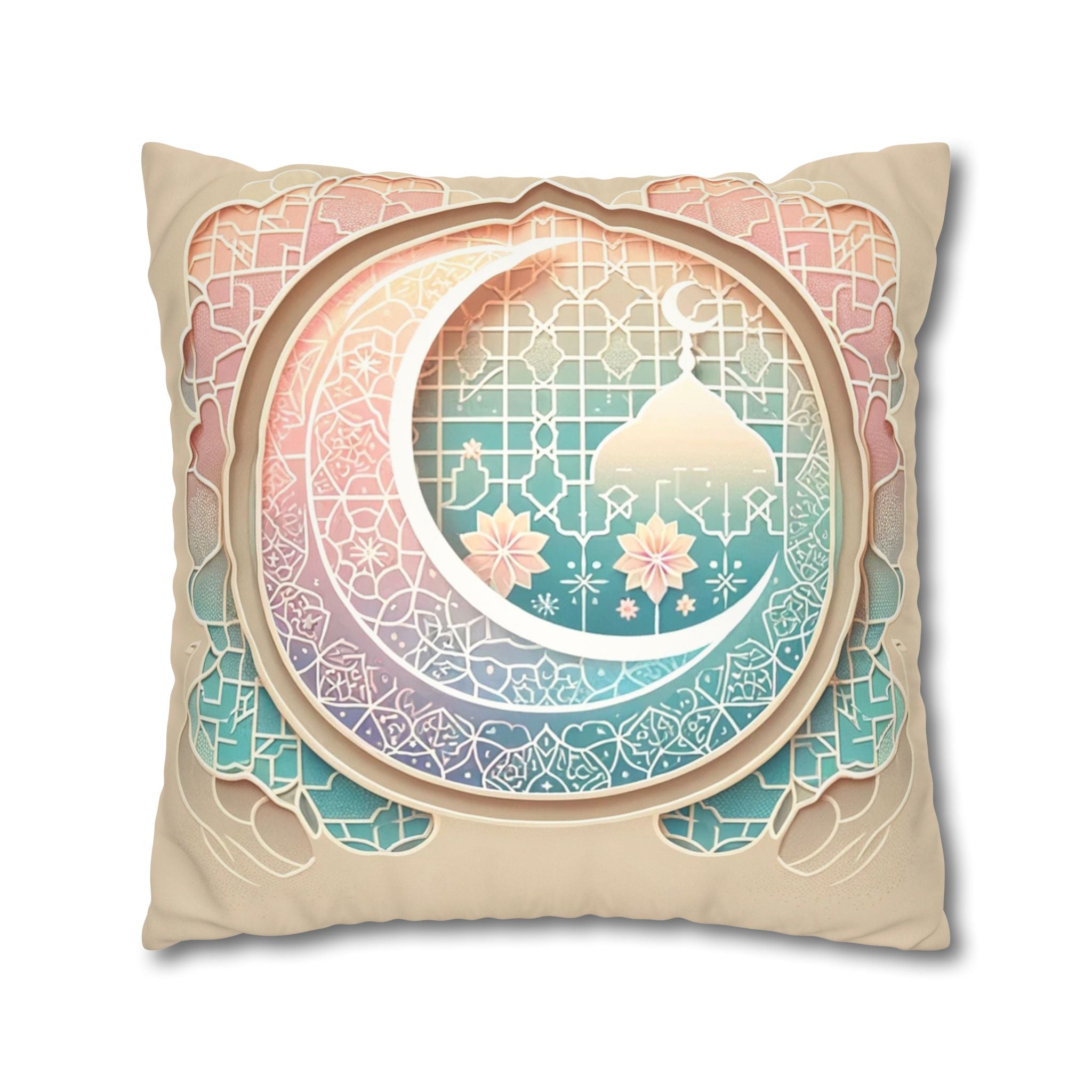 Islamic Art (pastel pink and green) - Suede Square Pillowcase