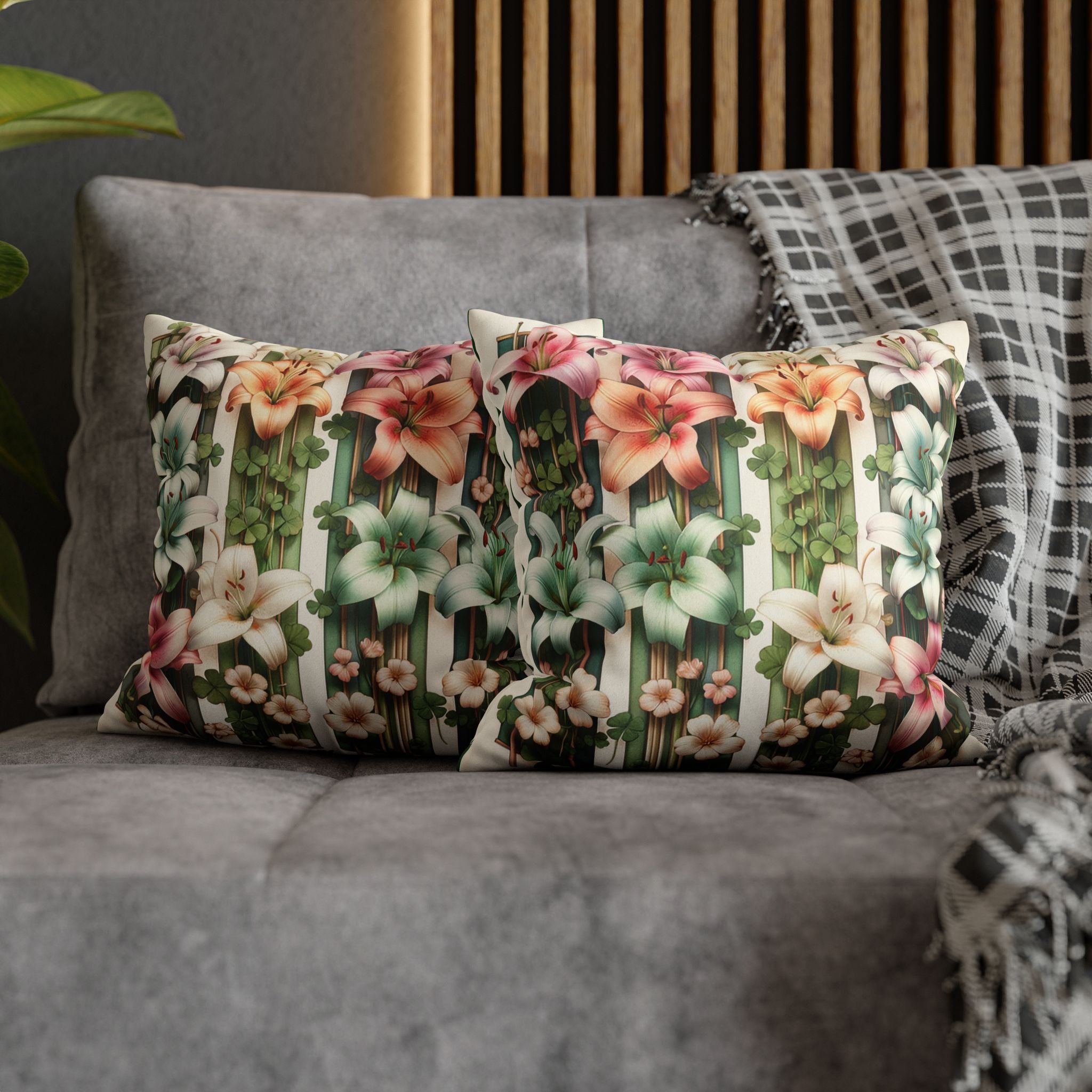 Lilies on a wall - Suede Square Pillowcase