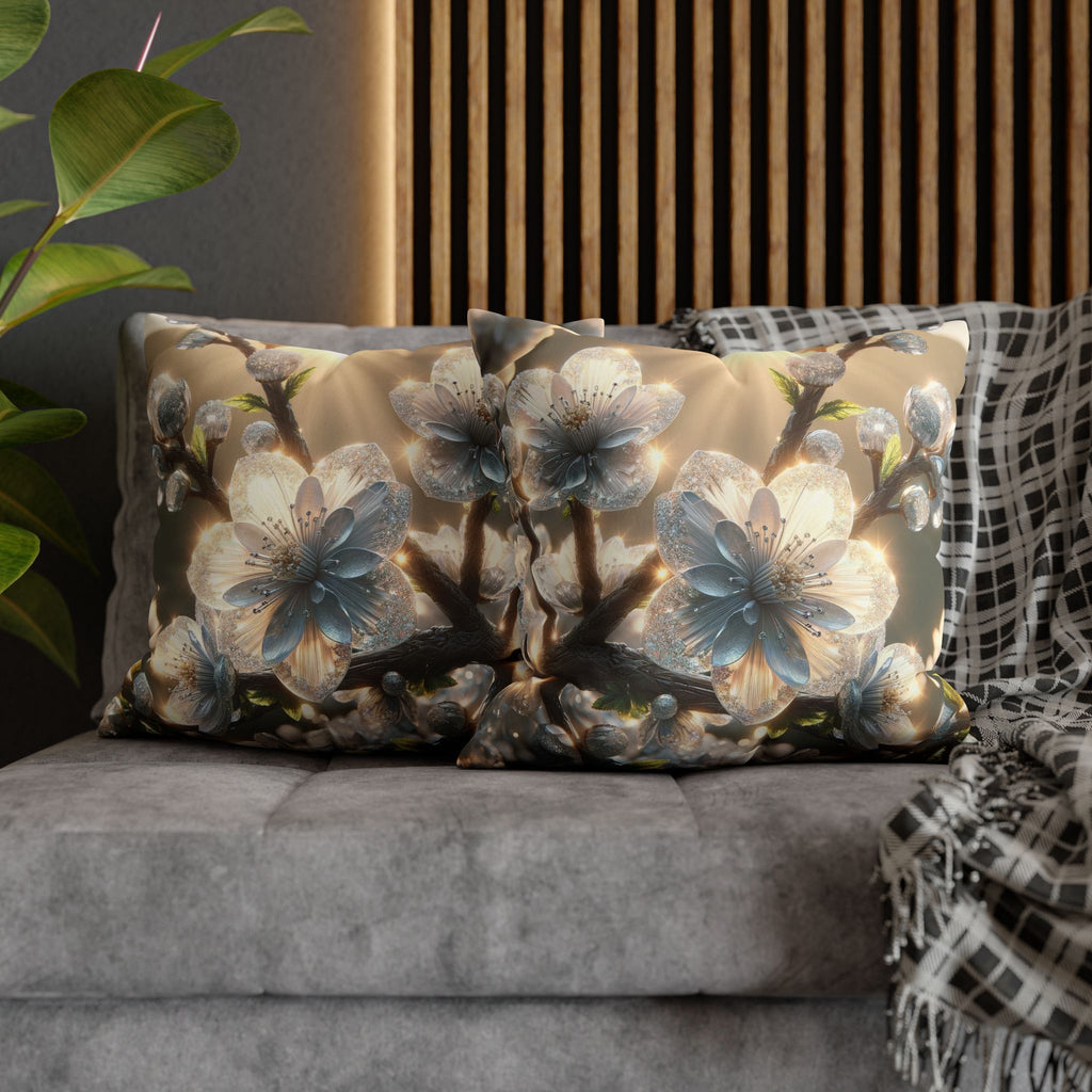 Big silver and white flowers - Suede Square Pillowcase