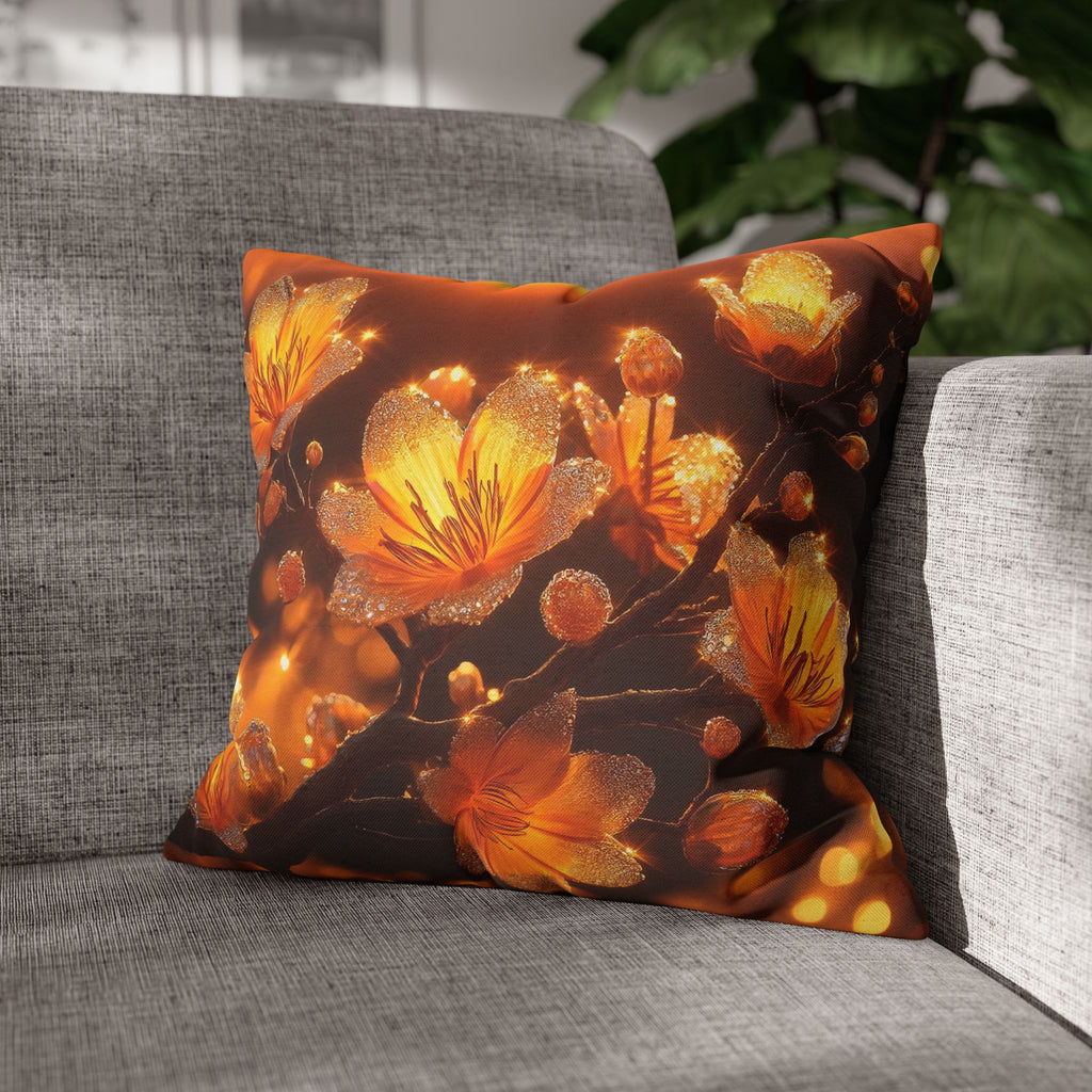Yellow flowers in sunset - Polyester Square Pillowcase