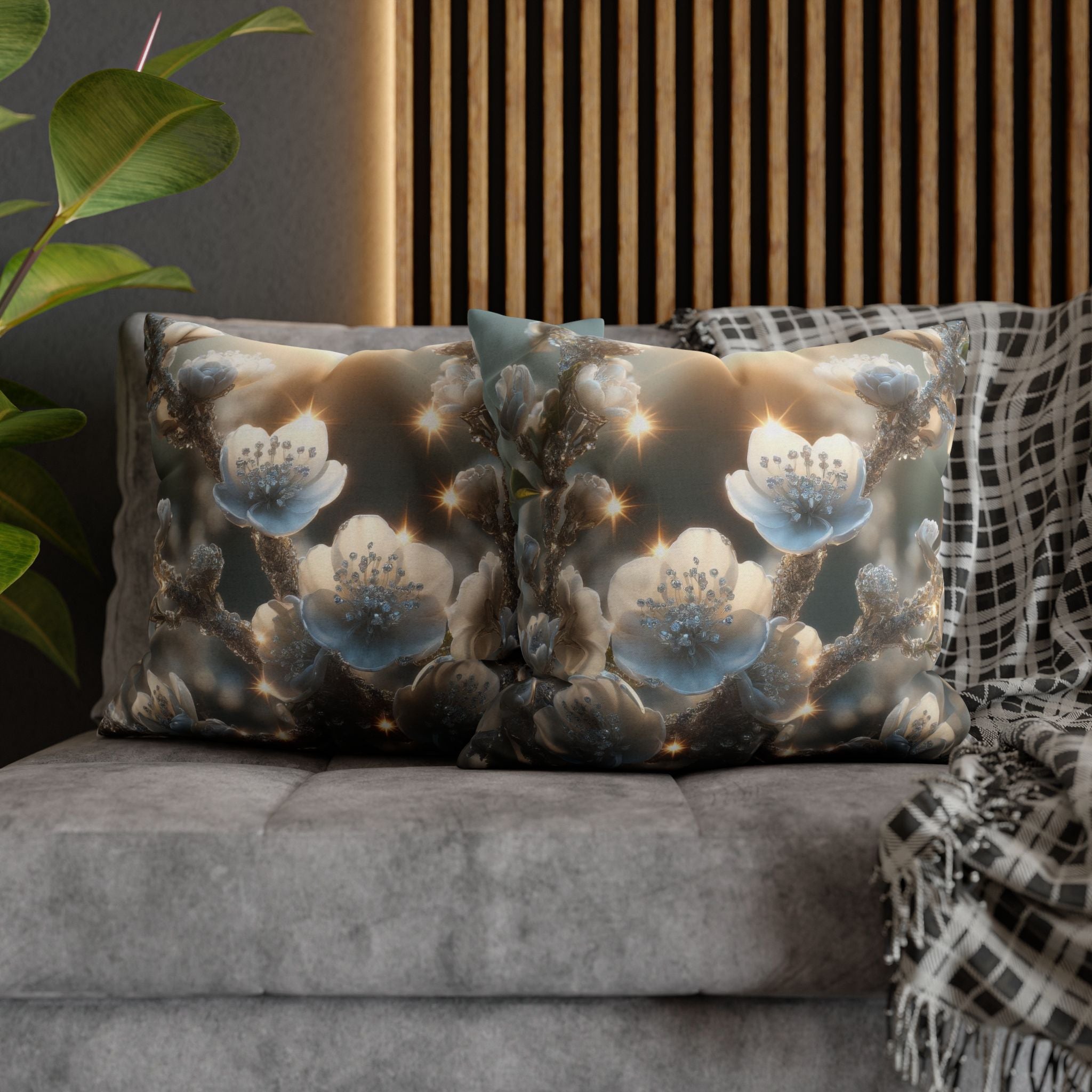 Small white flowers - Polyester Square Pillowcase