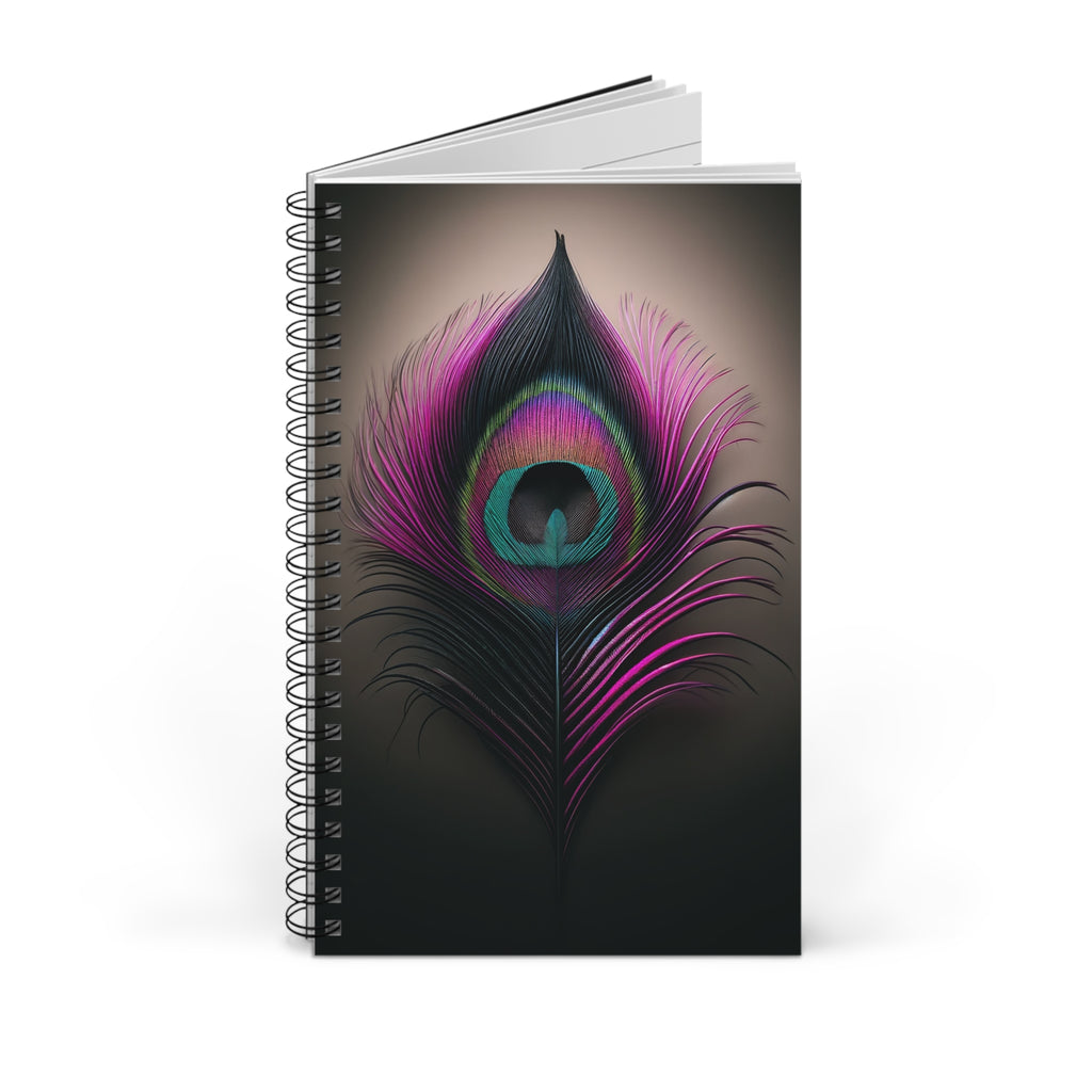 Fantasy Peacock Feather black-fuchsia (2) - Spiral Journal