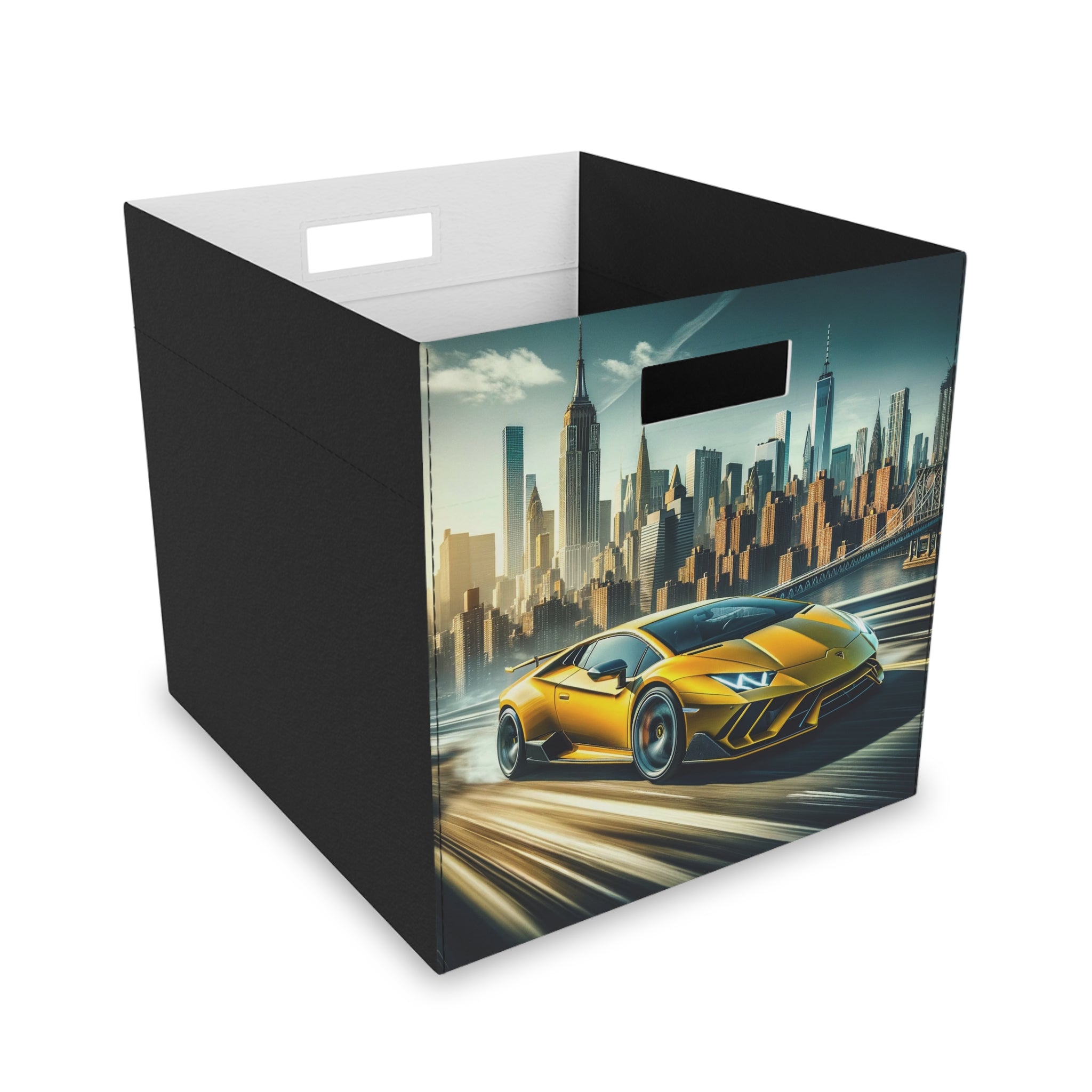 Yellow car leaving the city - Storage Box