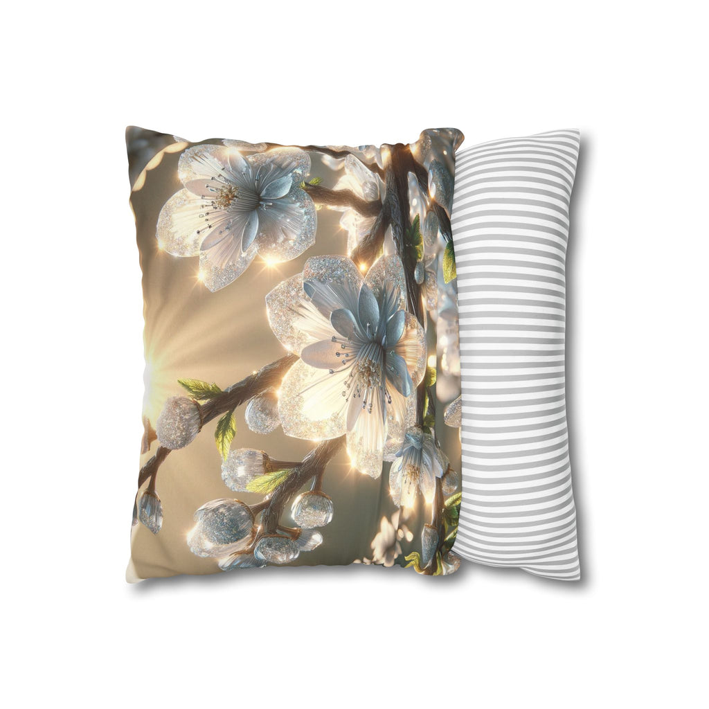 Big silver and white flowers - Suede Square Pillowcase