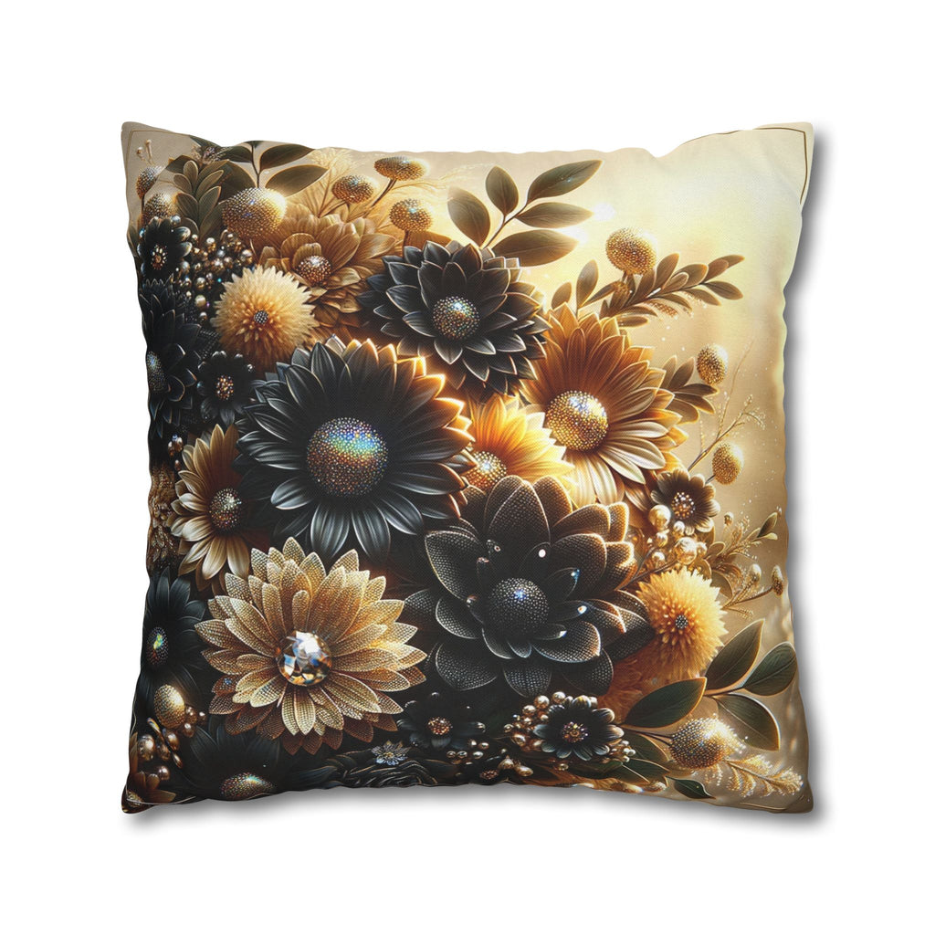 Black-golden Bouquet (2) - Polyester Square Pillowcase