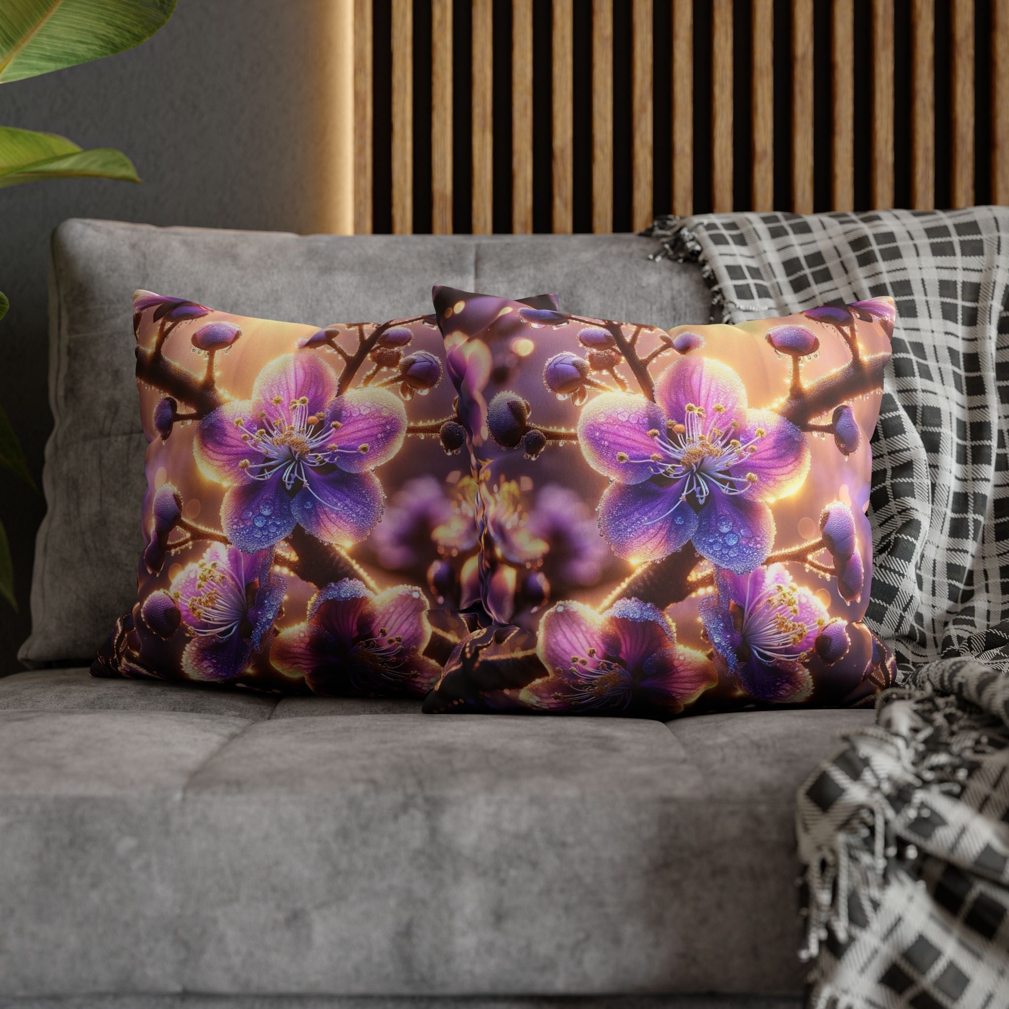 Lavender coloured flowers - Suede Square Pillowcase