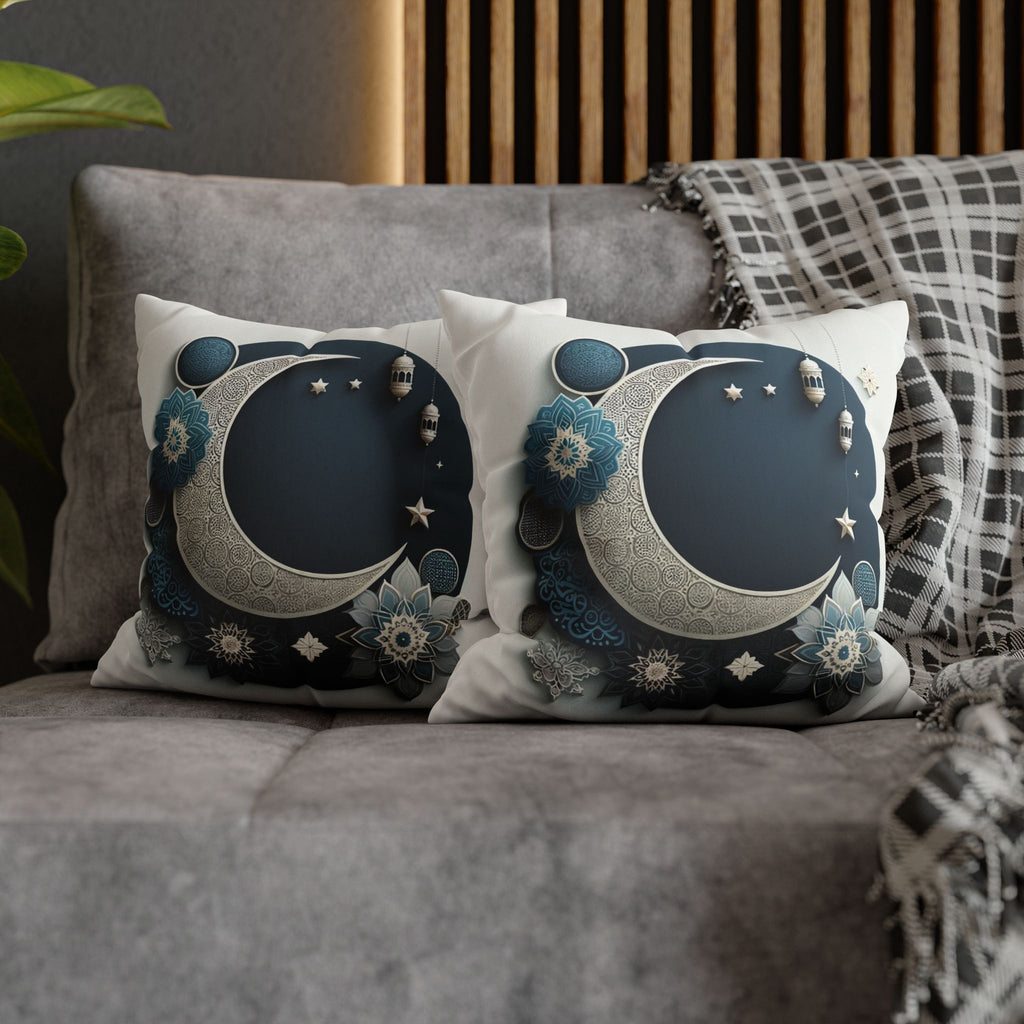 Islamic Art (large silver moon) - Suede Square Pillowcase
