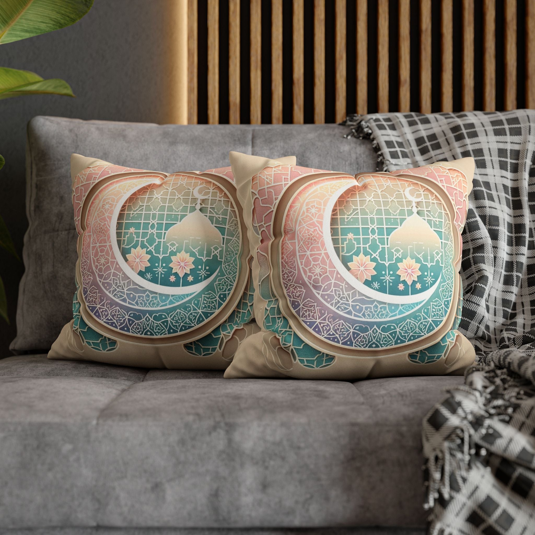 Islamic Art (pastel pink and green) - Suede Square Pillowcase