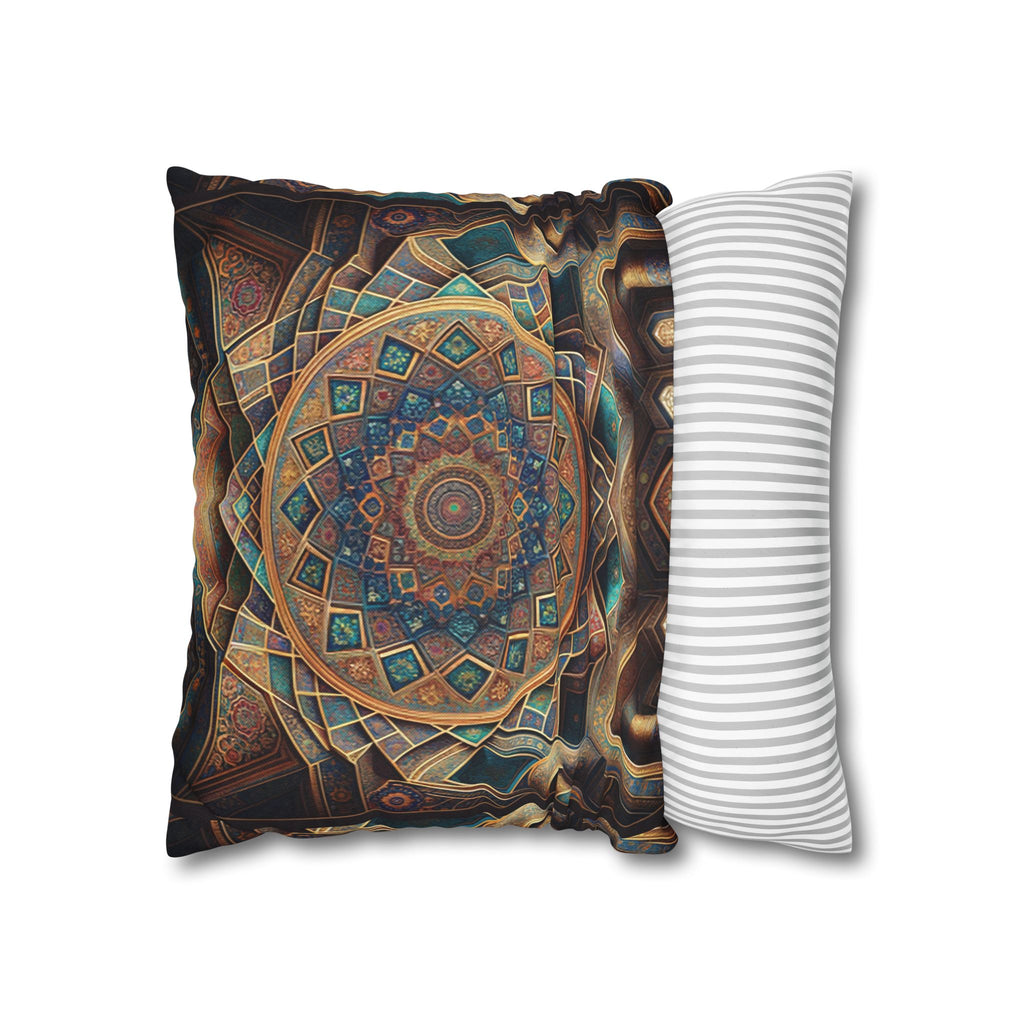 Persian art, brown-blue - Polyester Square Pillowcase