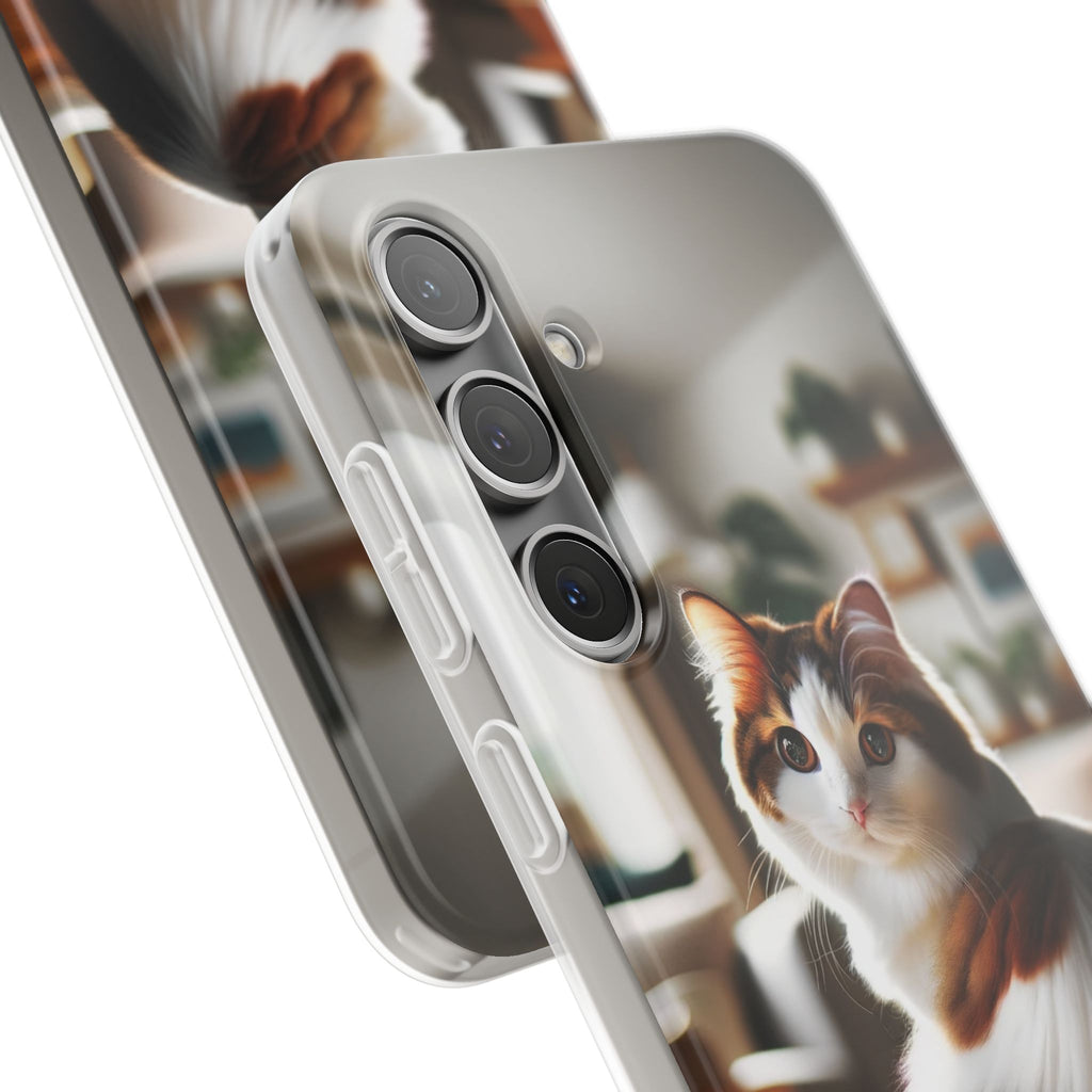 Curious, white-brown cat - Flexi Case (Samsung only)