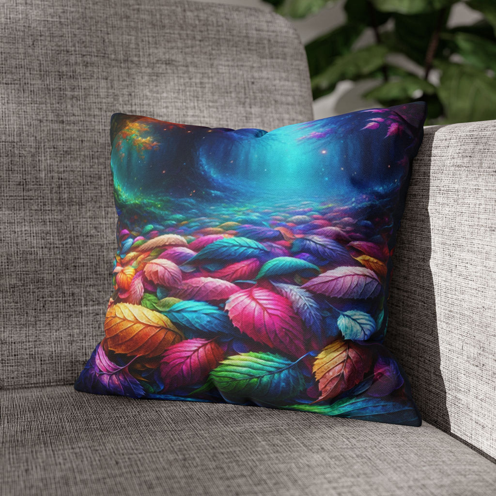 Magical Leaves in a forest-  Polyester Square Pillowcase