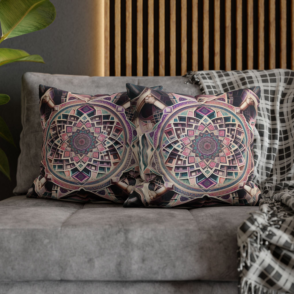 Persian art, grey-pink - Polyester Square Pillowcase