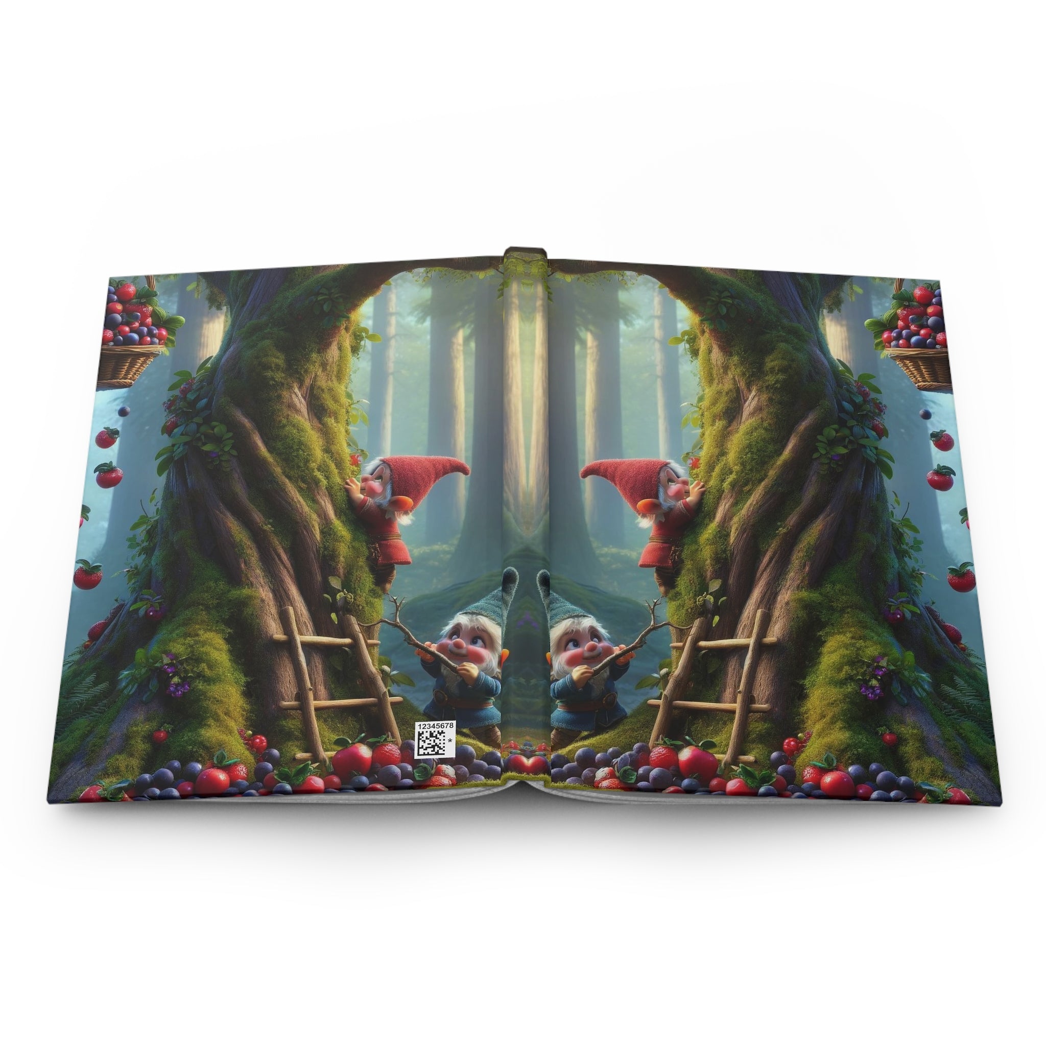 Gnomes climbing a tree - Hardcover Notebook