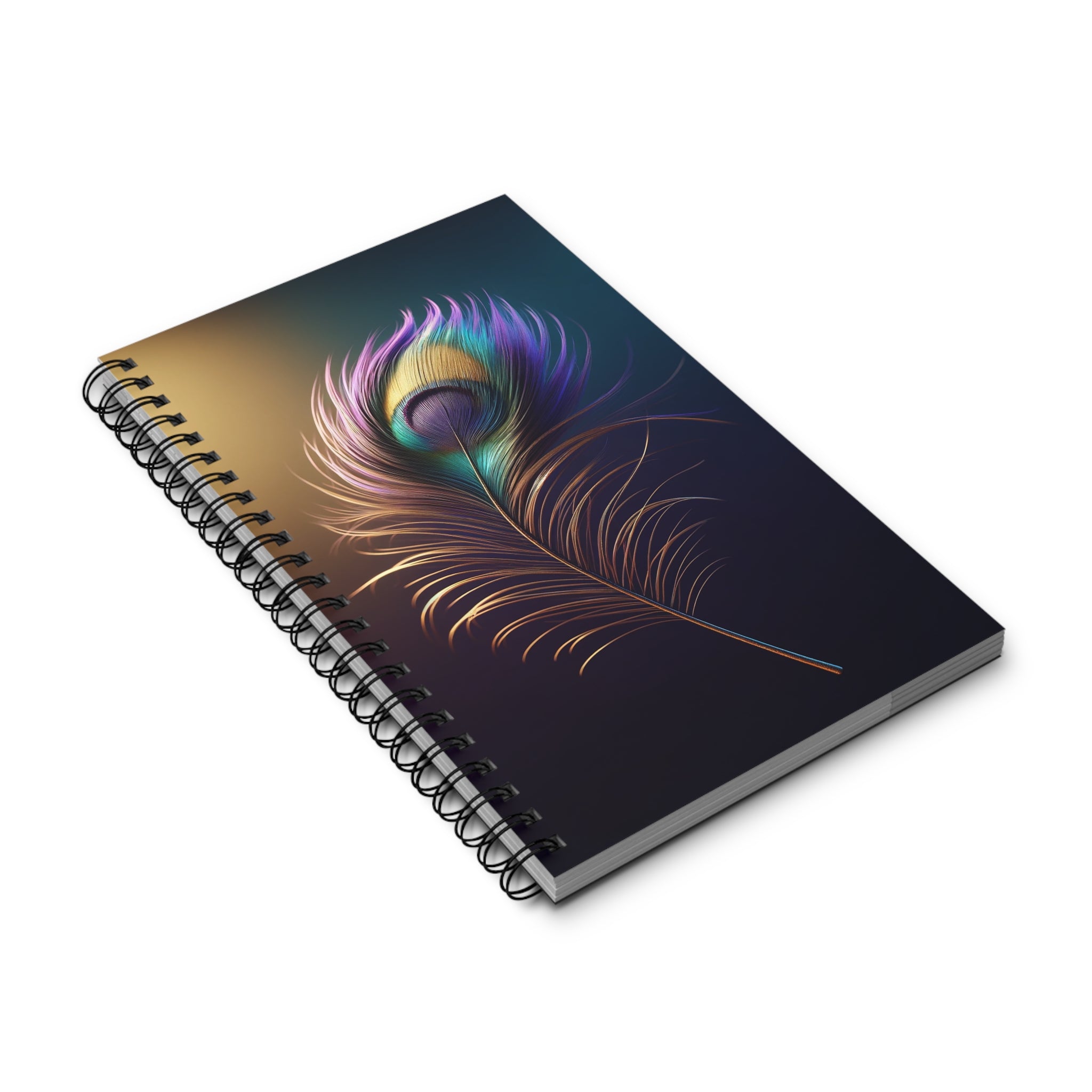 Fantasy Peacock feather Purple-Yellow (2) - Spiral Journal