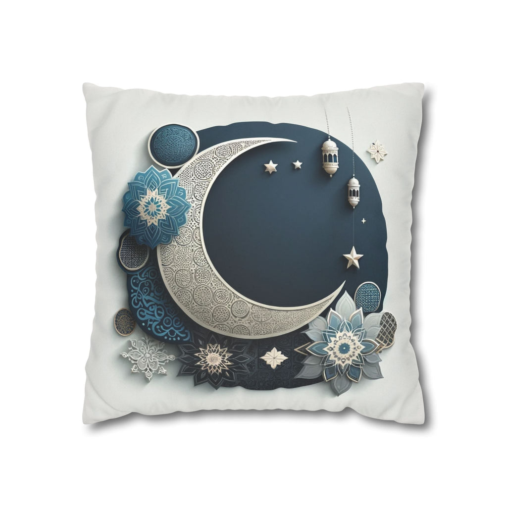 Islamic Art (large silver moon) - Suede Square Pillowcase