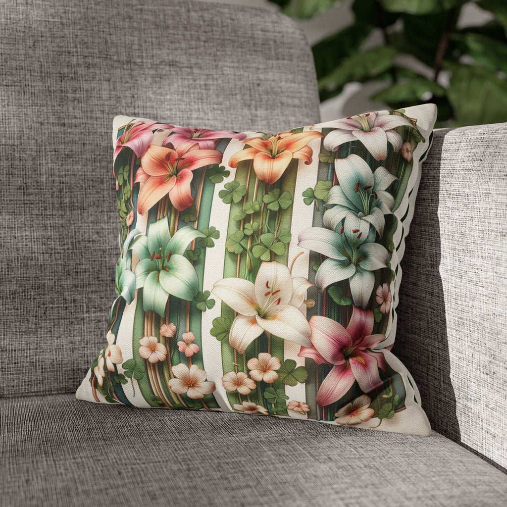 Lilies with little leaves - Polyester Square Pillowcase