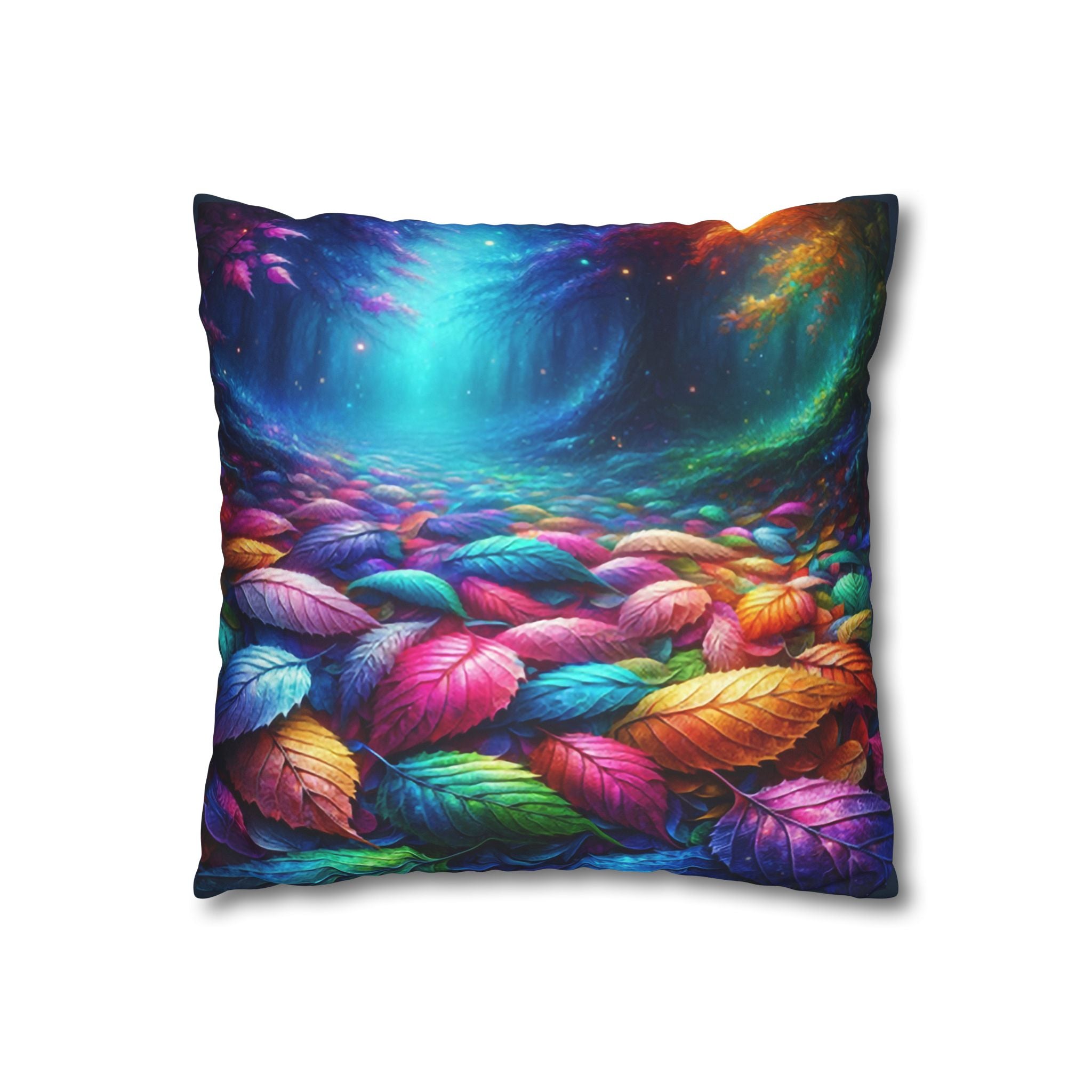 Magical leaves (blue light) - Suede Square Pillowcase