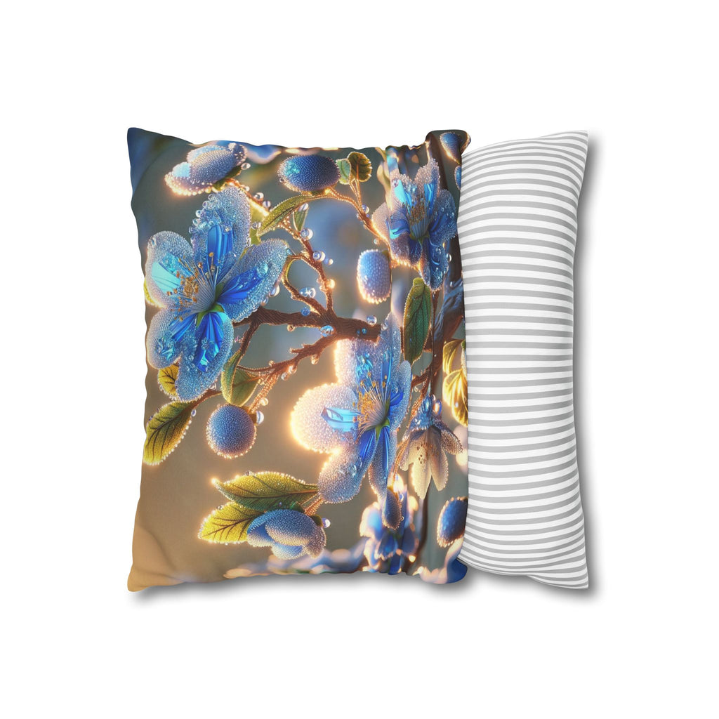 White-blue flowers - Suede Square Pillowcase