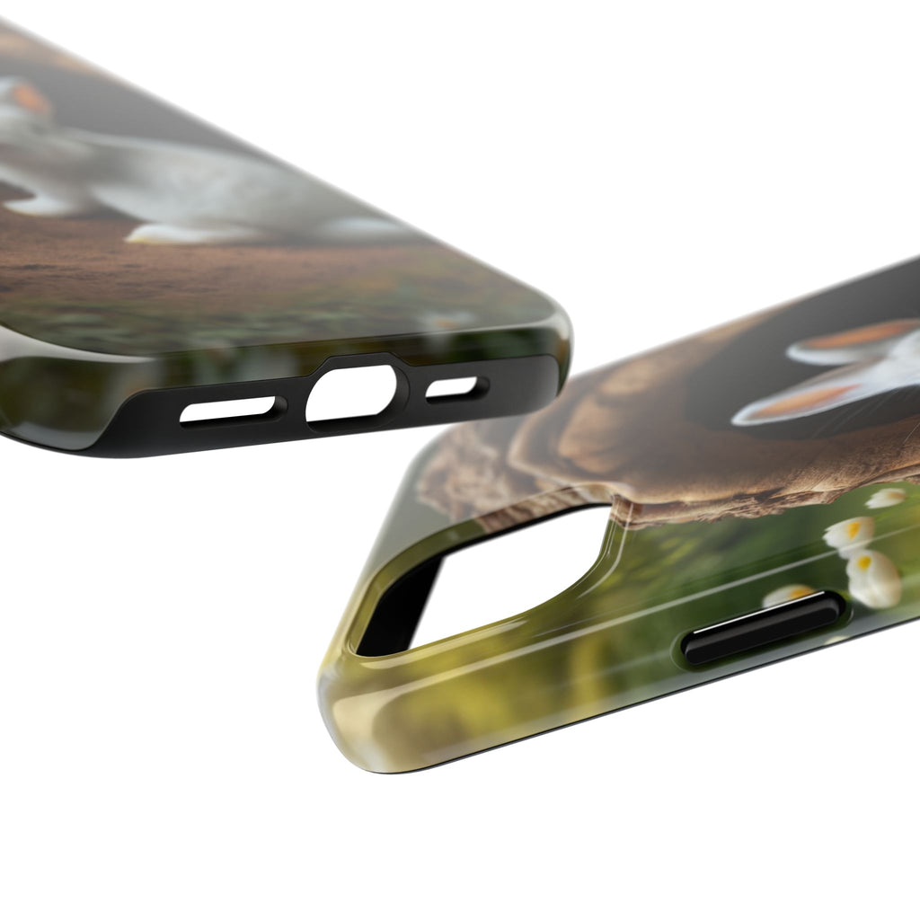 White curious rabbit - Tough Phone Case