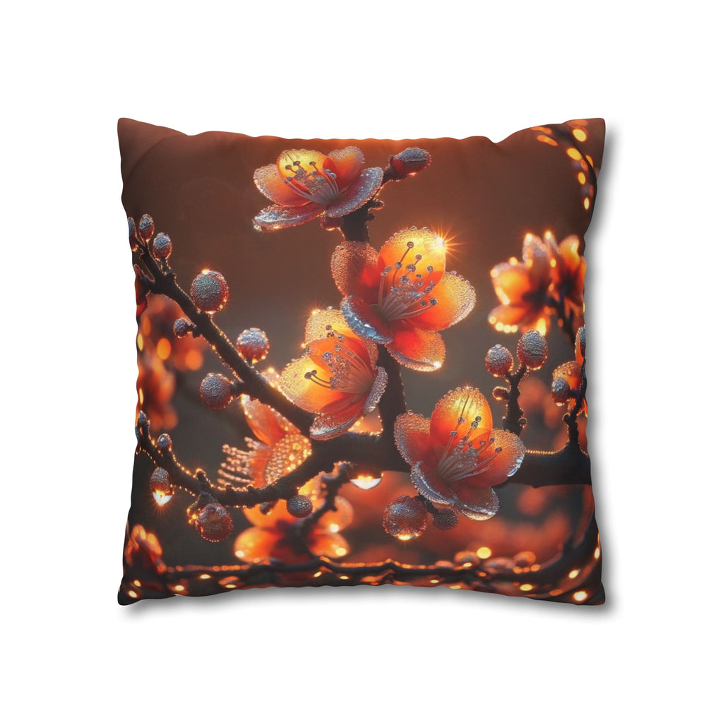 Orange-red flowers - Suede Square Pillowcase