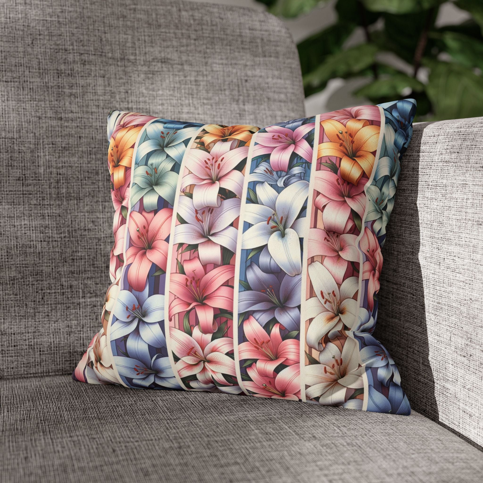 Lilies (in lines)- Suede Square Pillowcase