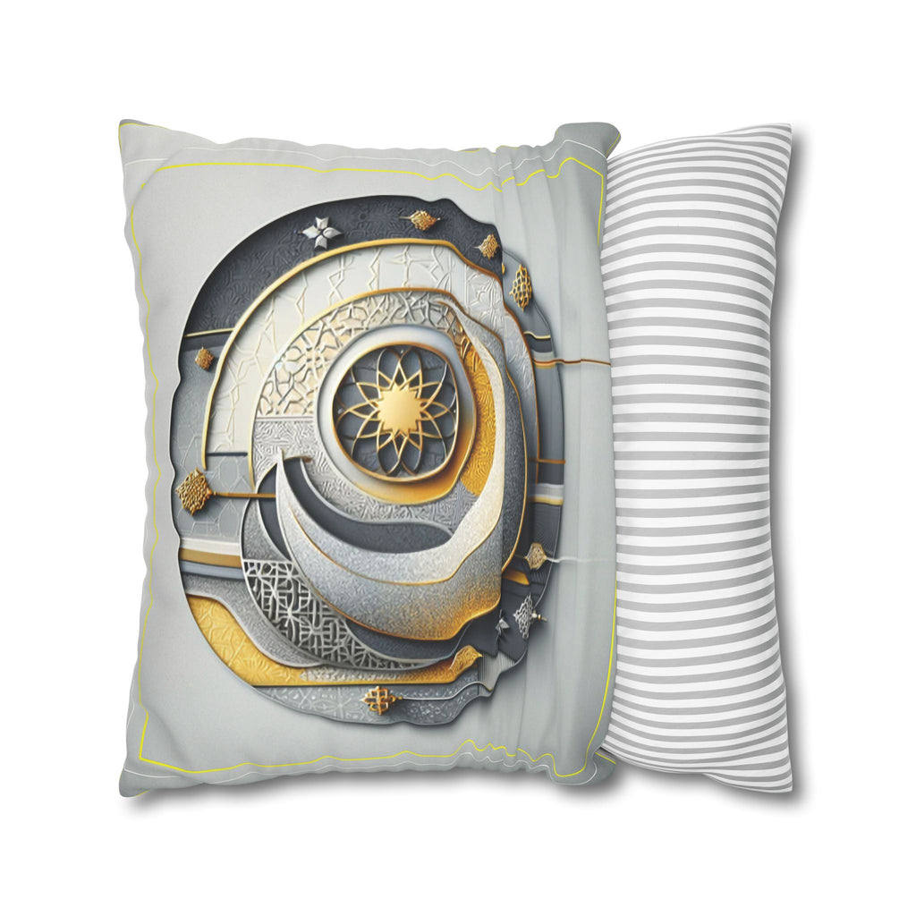 Islamic Art (gold, silver and grey) - Suede Square Pillowcase