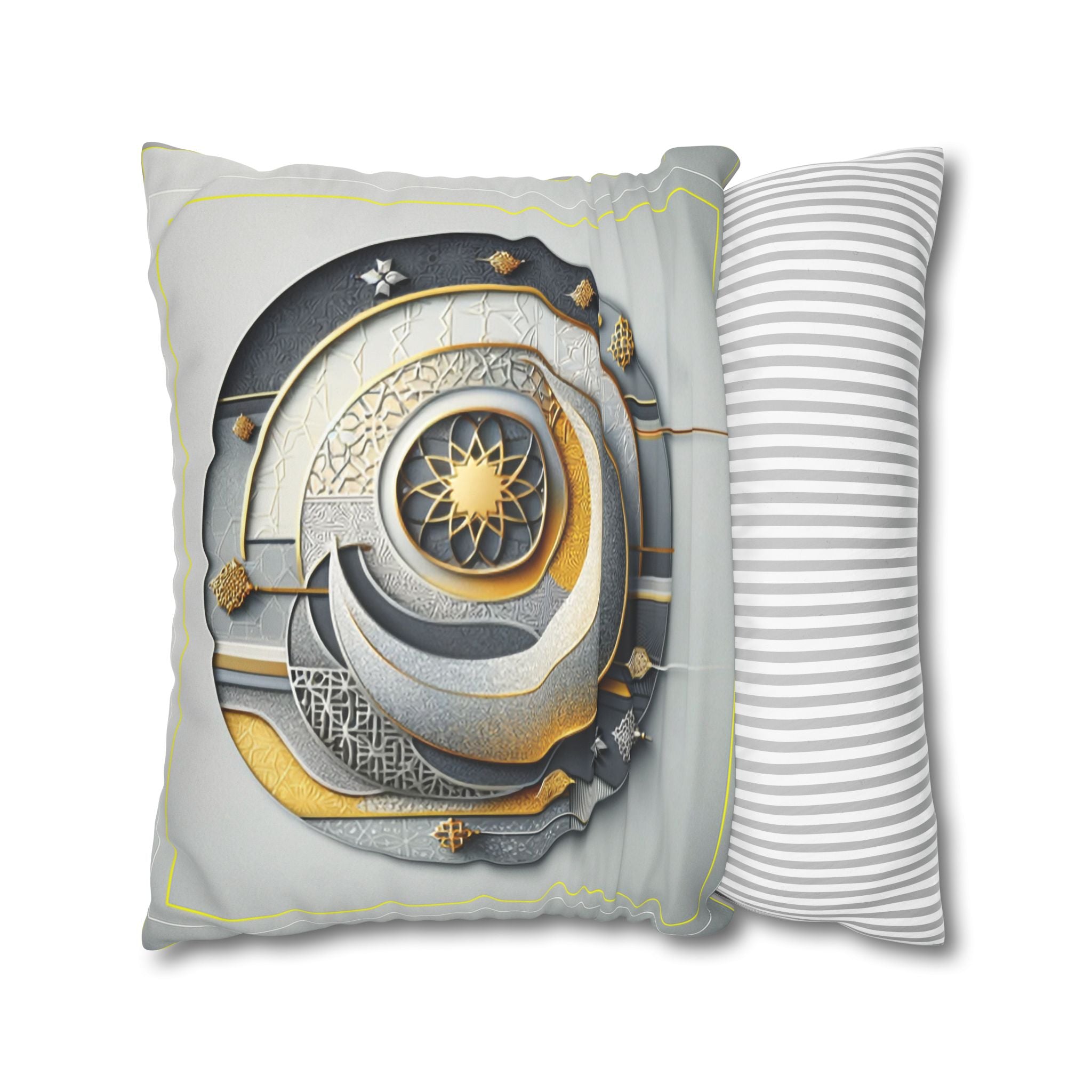 Islamic Art (gold, silver and grey) - Suede Square Pillowcase