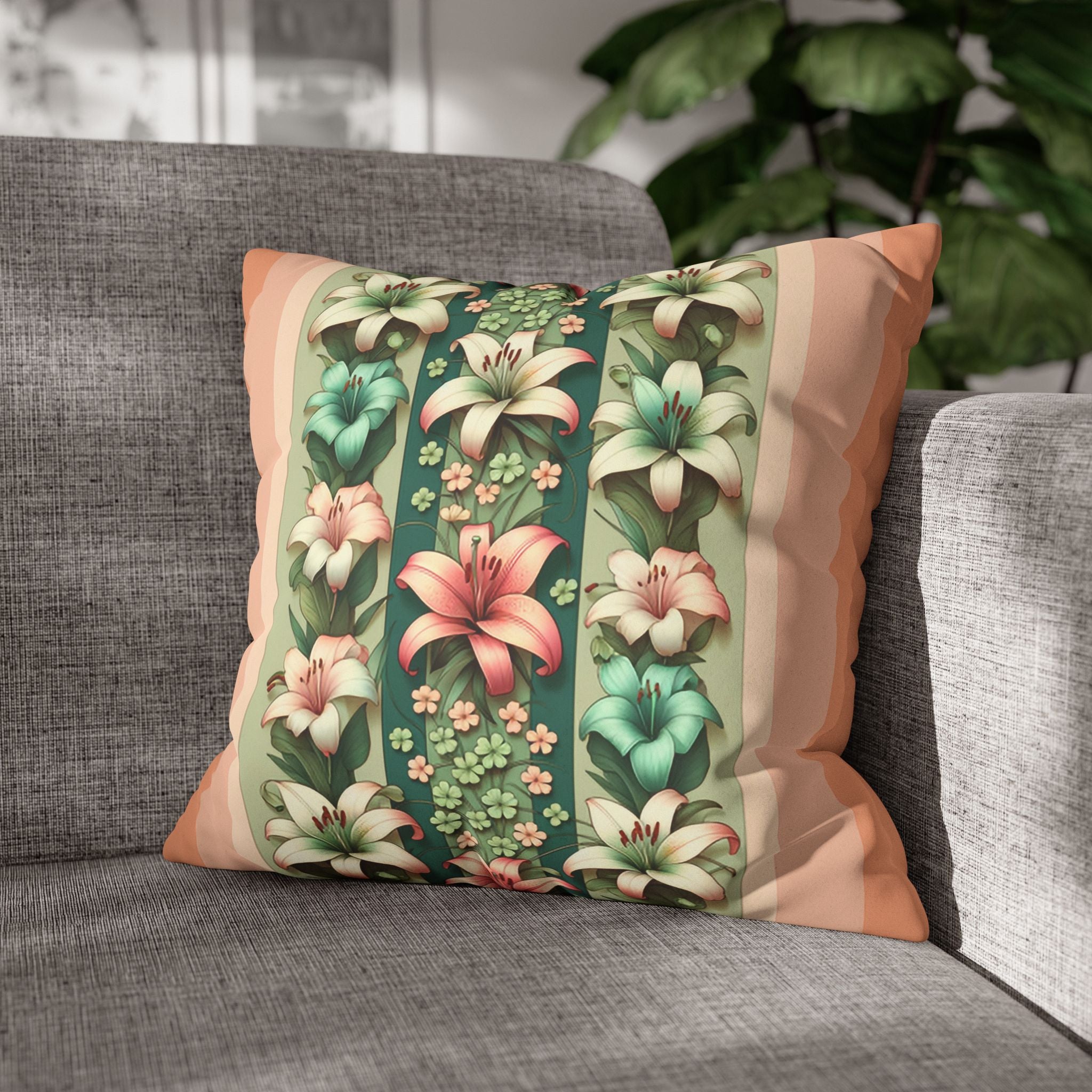 Pastel coloured Lilies - Suede Square Pillowcase