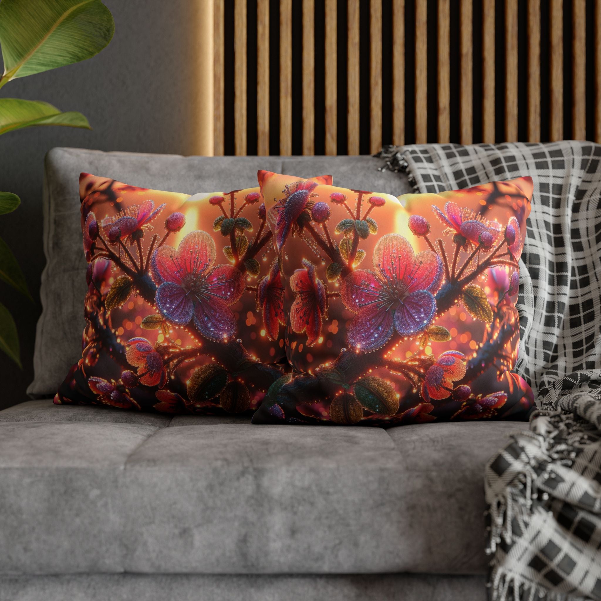 Pink diamond flowers - Suede Square Pillowcase