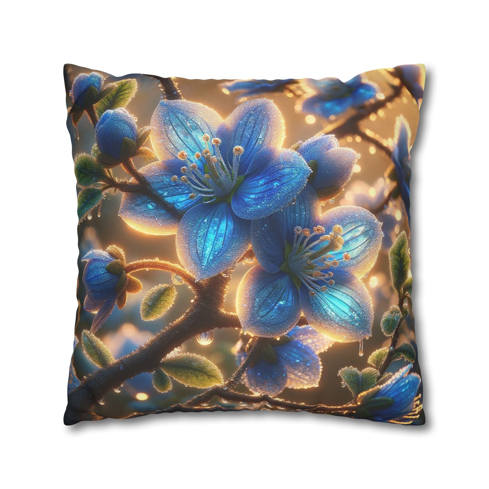 Large blue flowers  - Suede Square Pillowcase