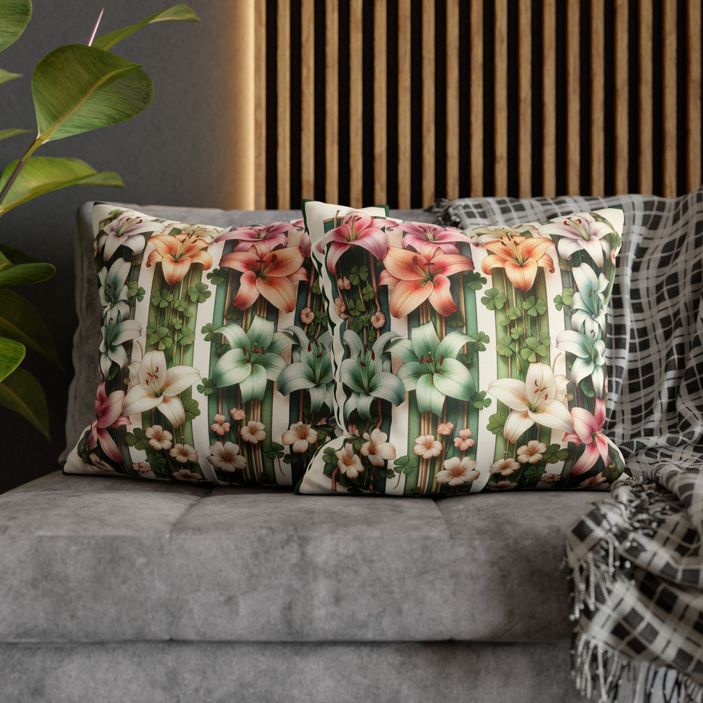 Lilies on a wall - Suede Square Pillowcase