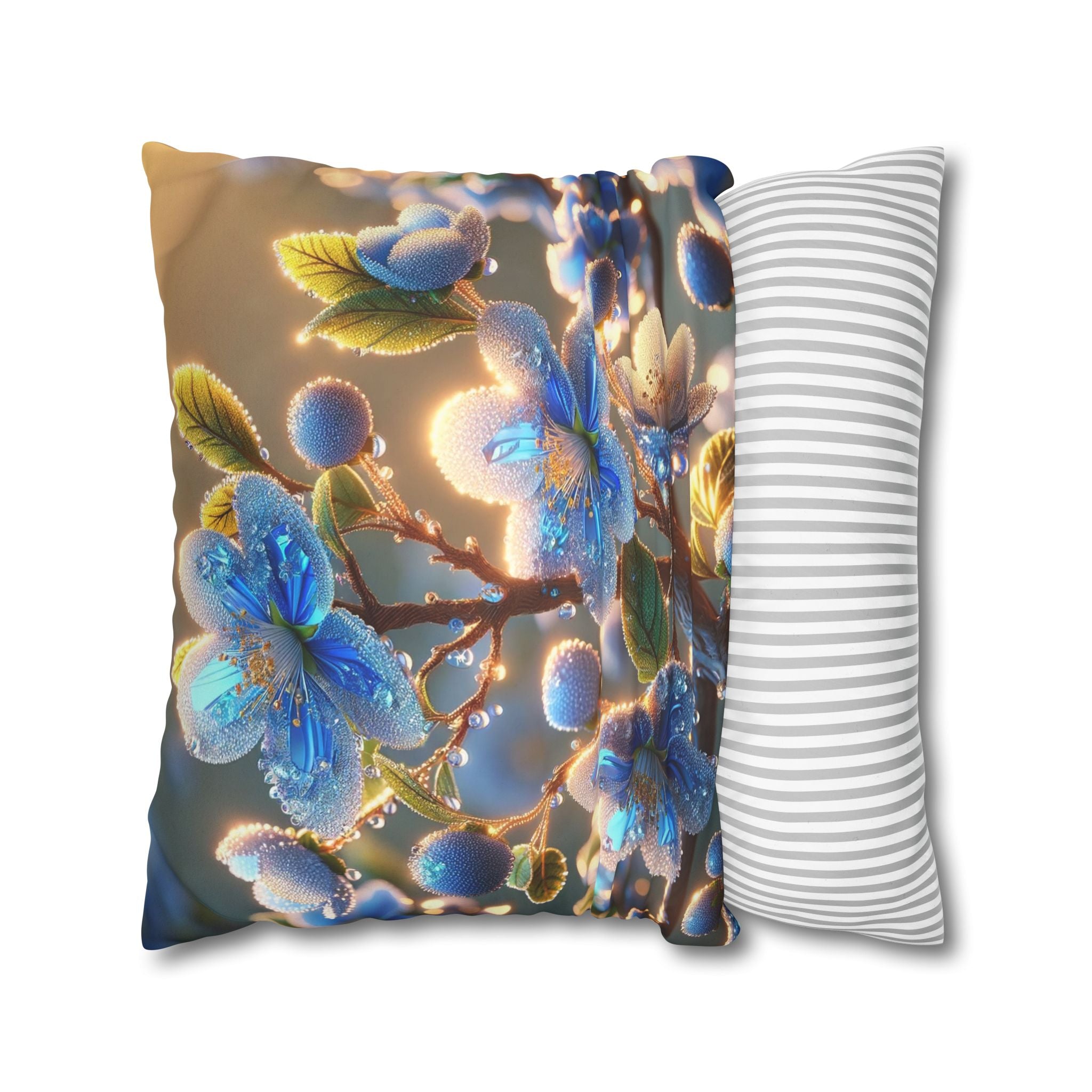 White-blue flowers - Suede Square Pillowcase