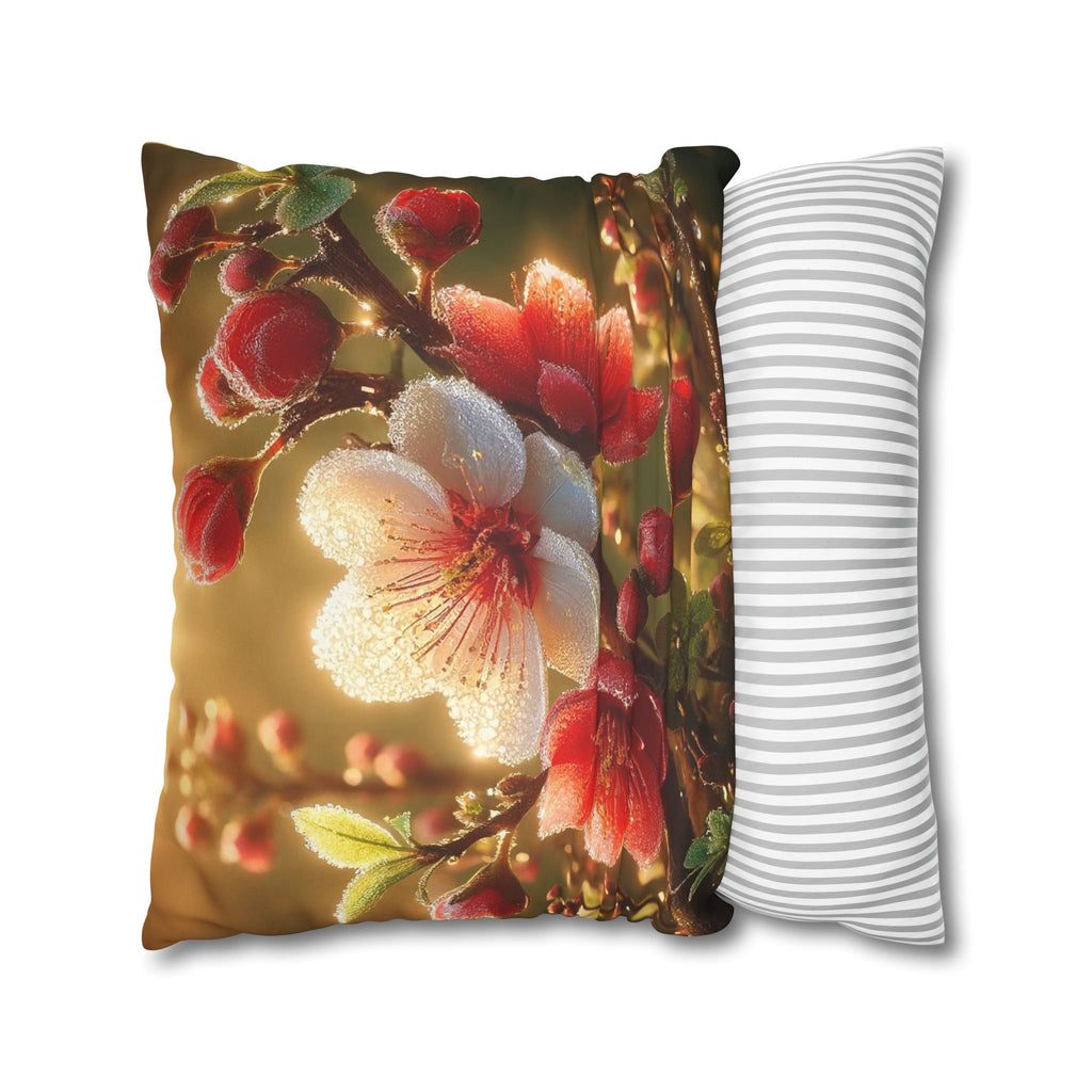 Bright red and white flowers - Suede Square Pillowcase