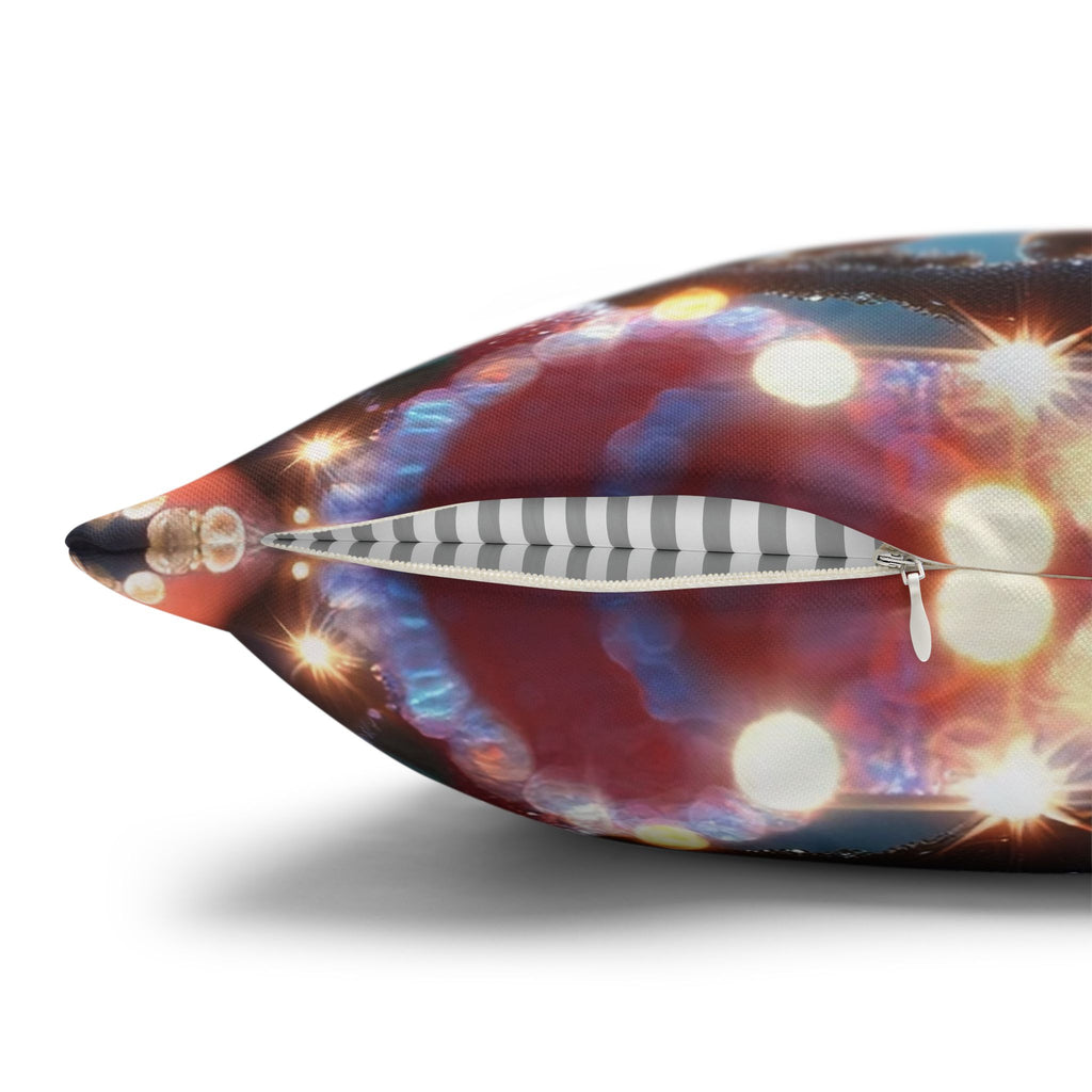 Red flowers with grey background - Polyester Square Pillowcase