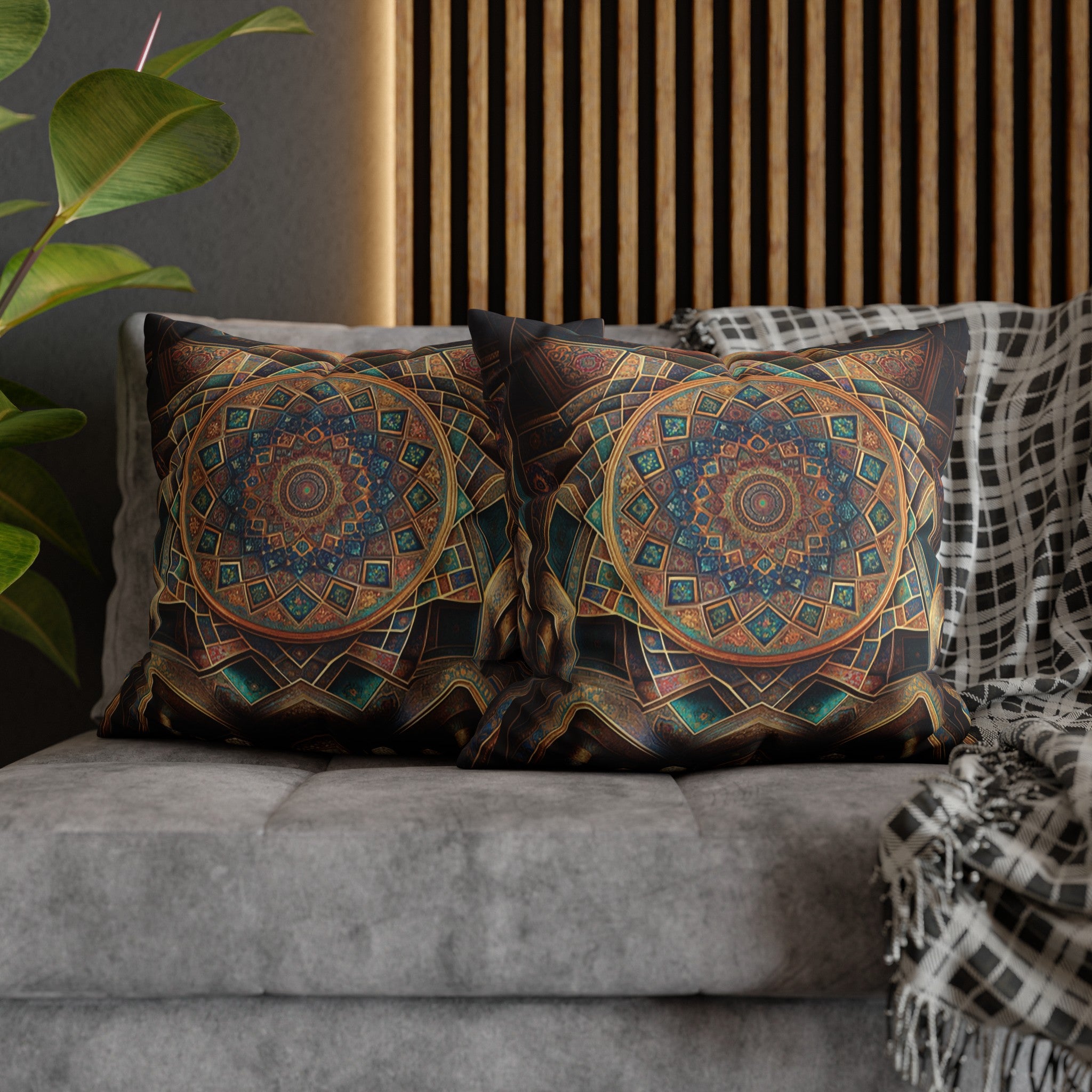 Persian Art (brown-yellow) - Suede Square Pillowcase