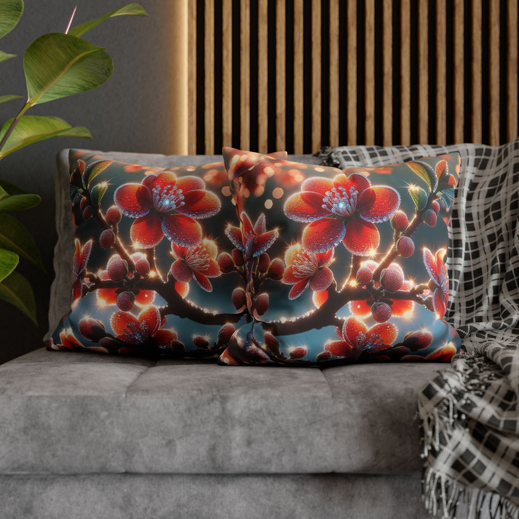 Red diamond flowers (in sun rise) - Suede Square Pillowcase