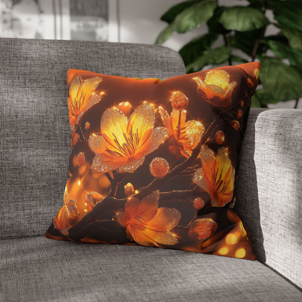 Yellow flowers in sunset - Polyester Square Pillowcase