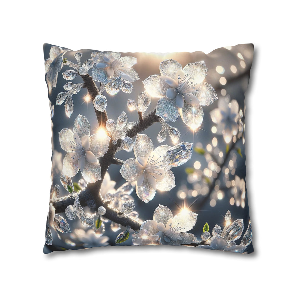 White, diamond flowers (5) - Suede Square Pillowcase