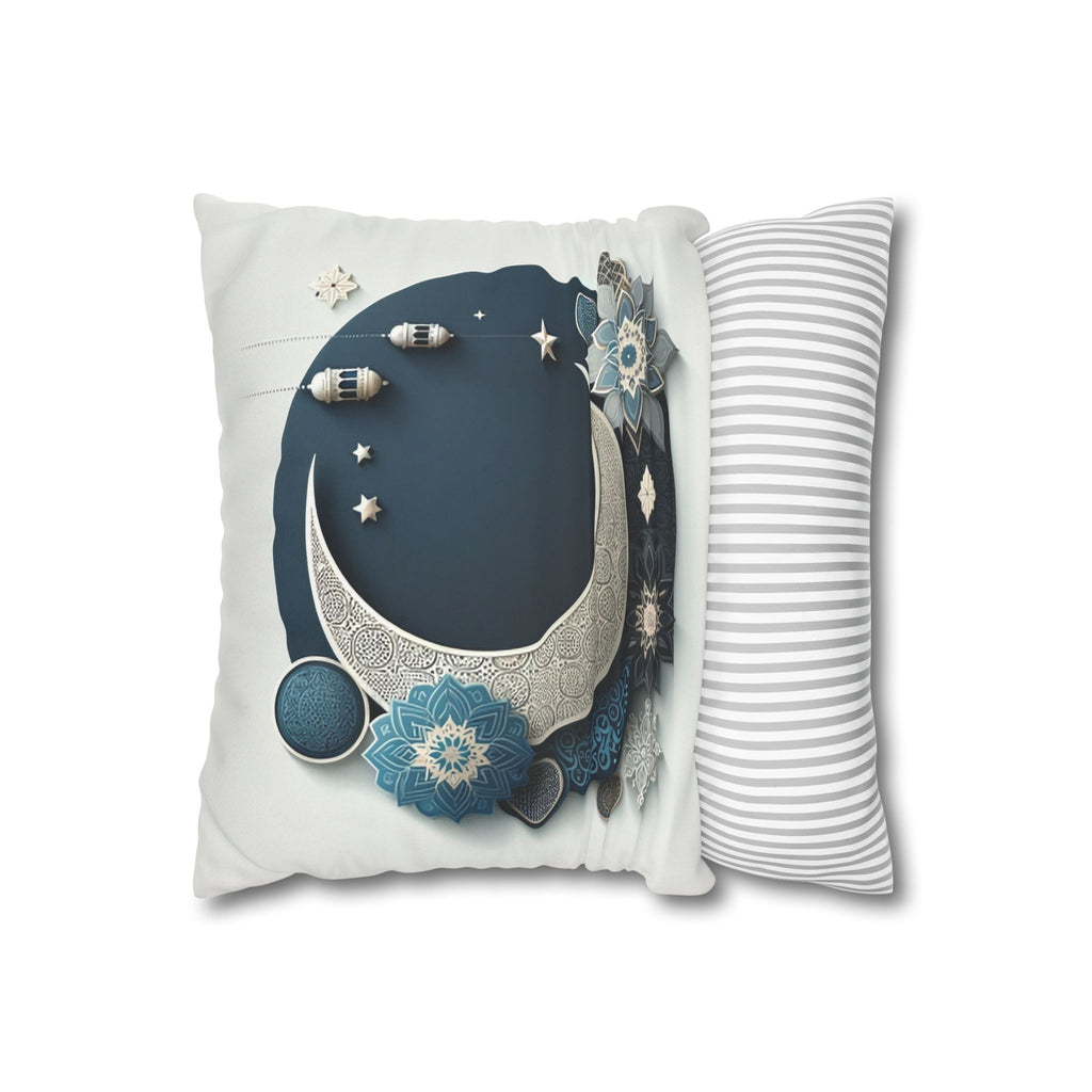 Islamic Art (large silver moon) - Suede Square Pillowcase