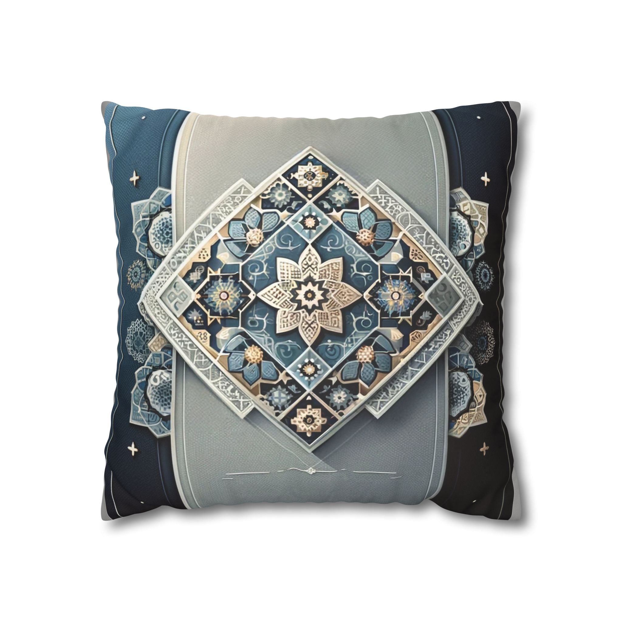Islamic Art (blue-grey) - Suede Square Pillowcase