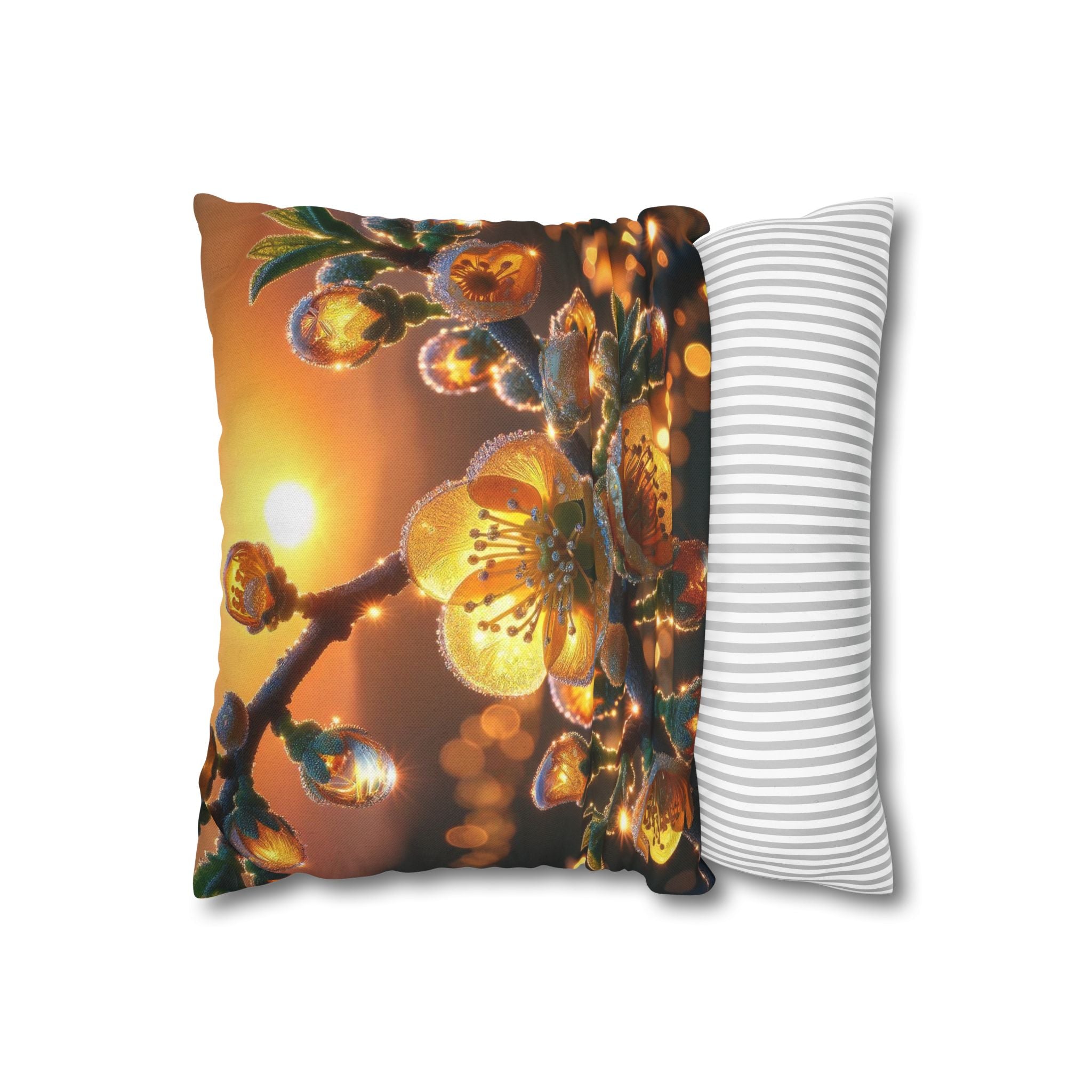 Yellow diamond-like flowers - Polyester Square Pillowcase