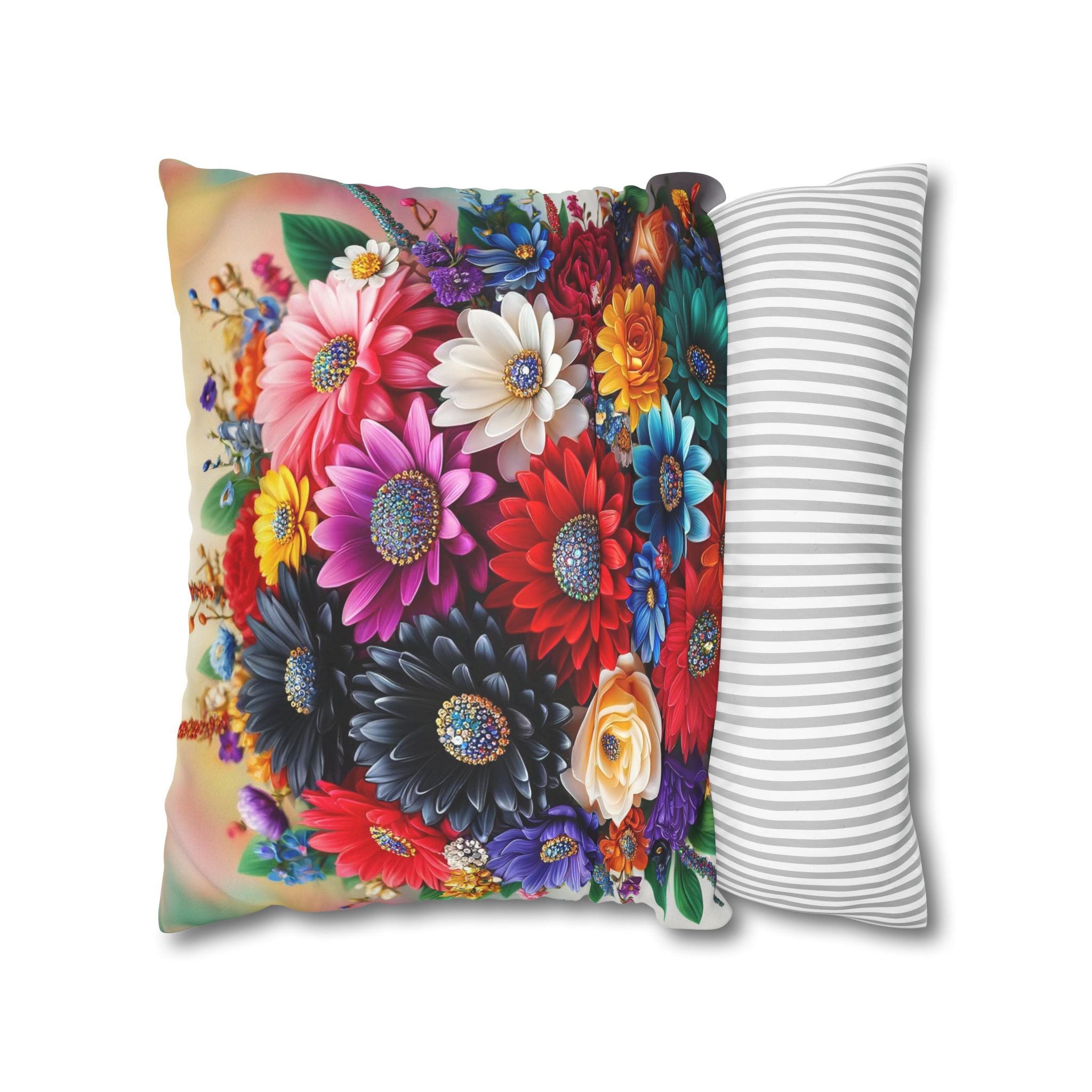 Colourful Bouquet of bright coloured flowers - Suede Square Pillowcase