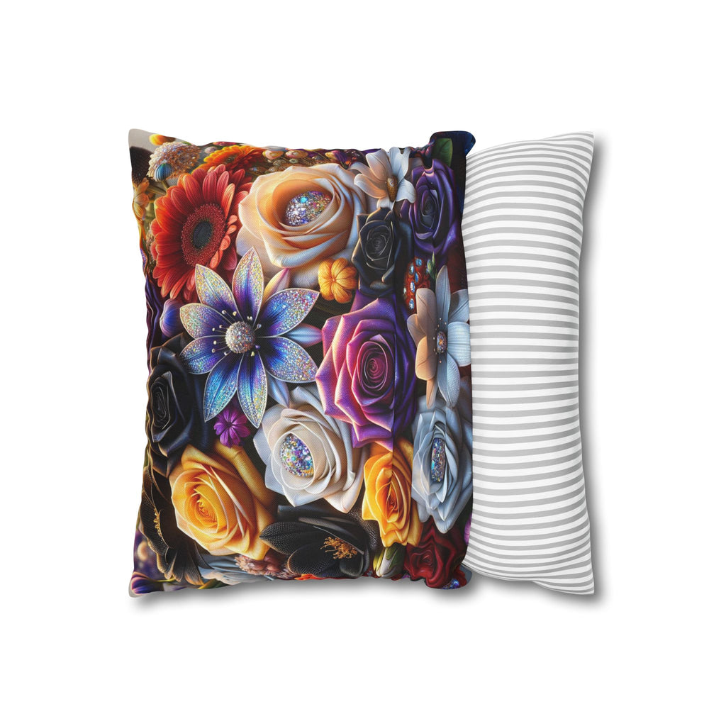 Colourful Bouquet (big flowers) - Polyester Square Pillowcase