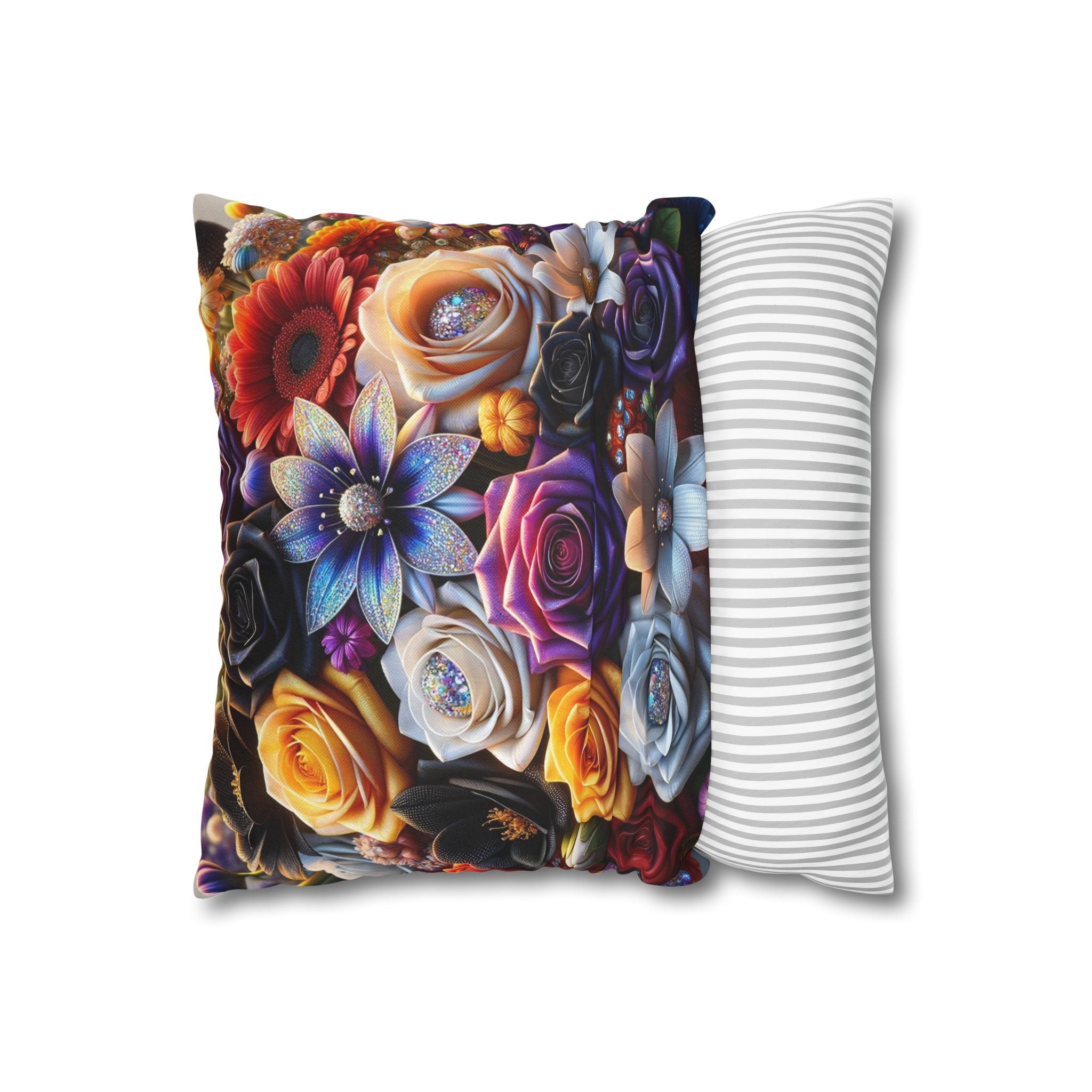 Colourful Bouquet (big flowers) - Polyester Square Pillowcase