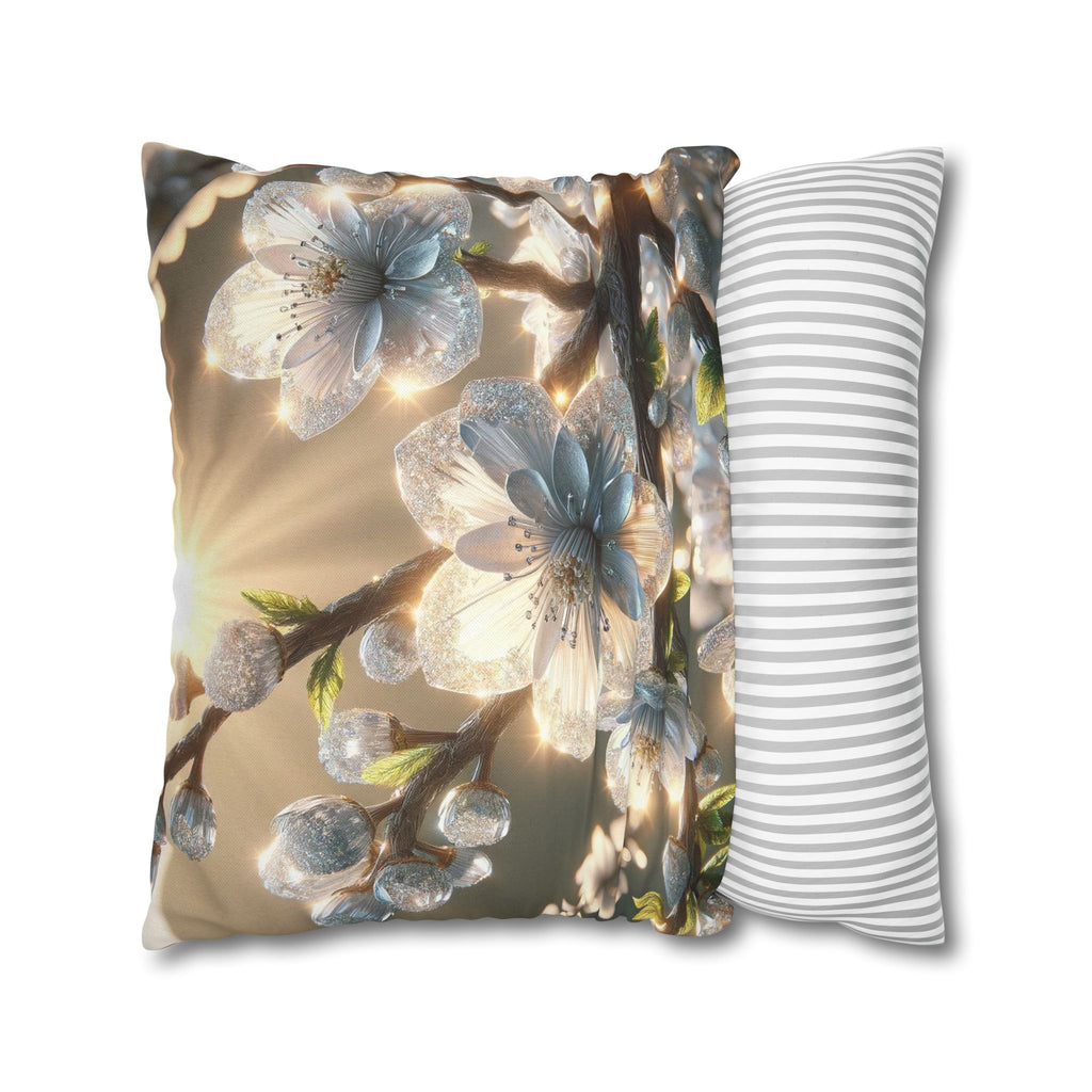 Silver-white diamond flowers - Polyester Square Pillowcase